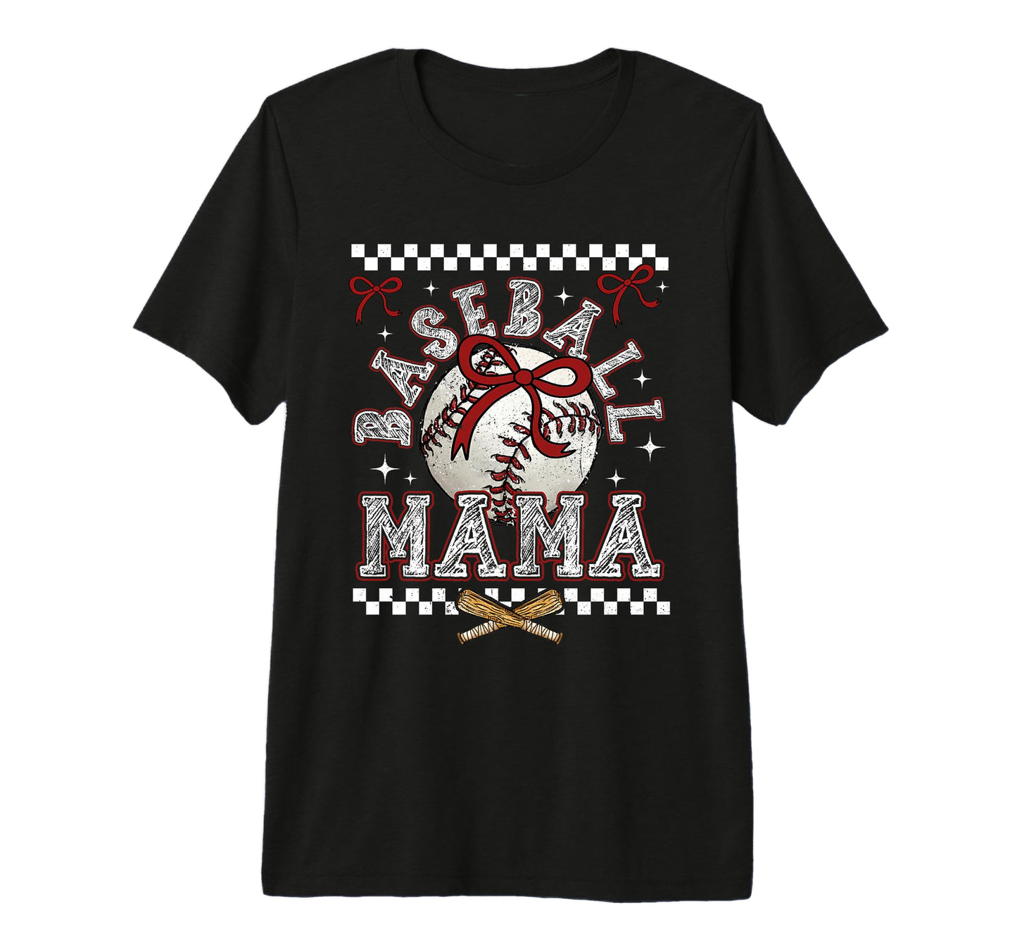 Baseball Mama Checkered Baseball Mama T-Shirt - Trendy Graphic Unisex - T-Shirt, Sweatshirt, Hoodie