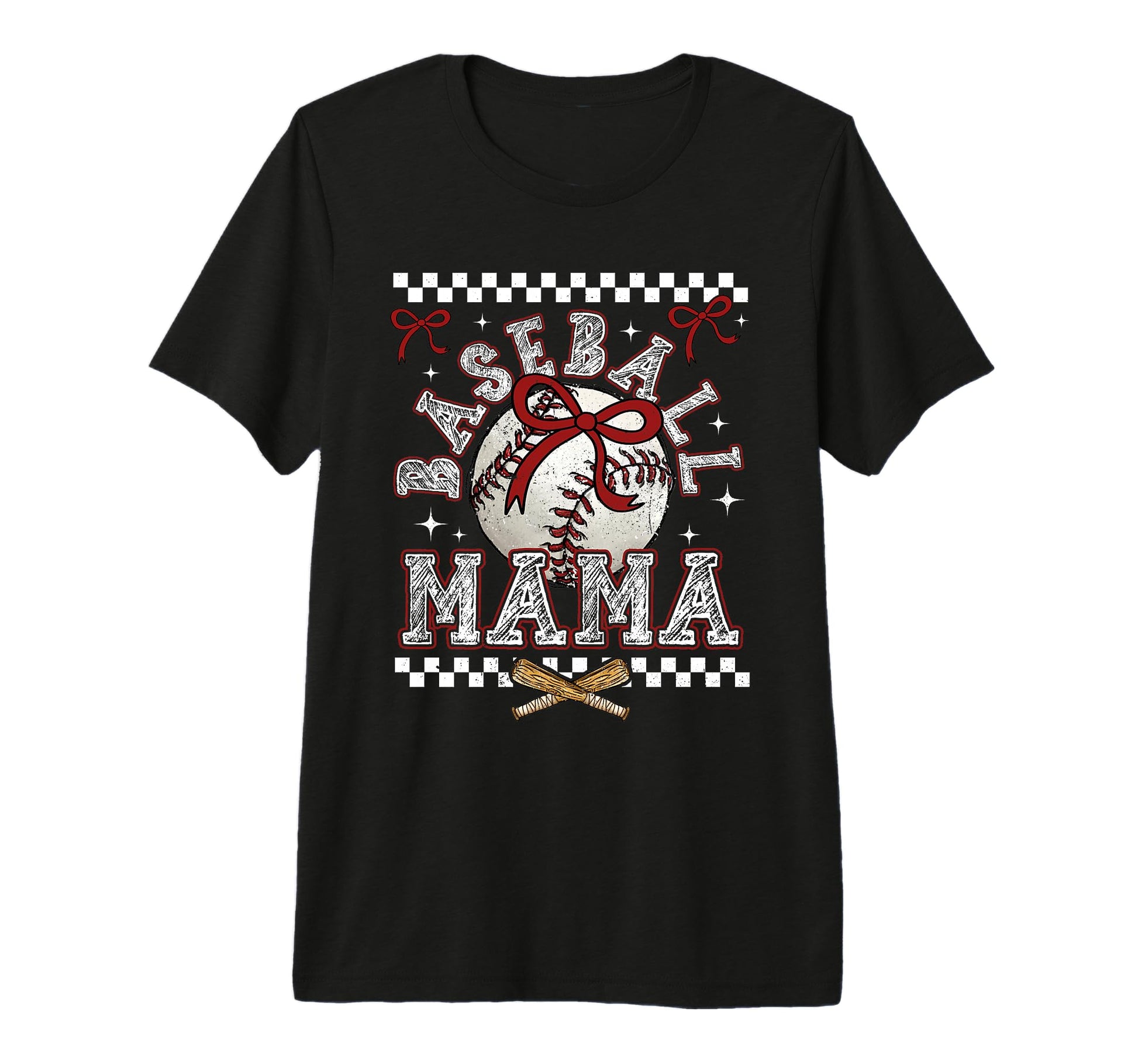 Baseball Mama Checkered Baseball Mama T-Shirt - Trendy Graphic Unisex - T-Shirt, Sweatshirt, Hoodie