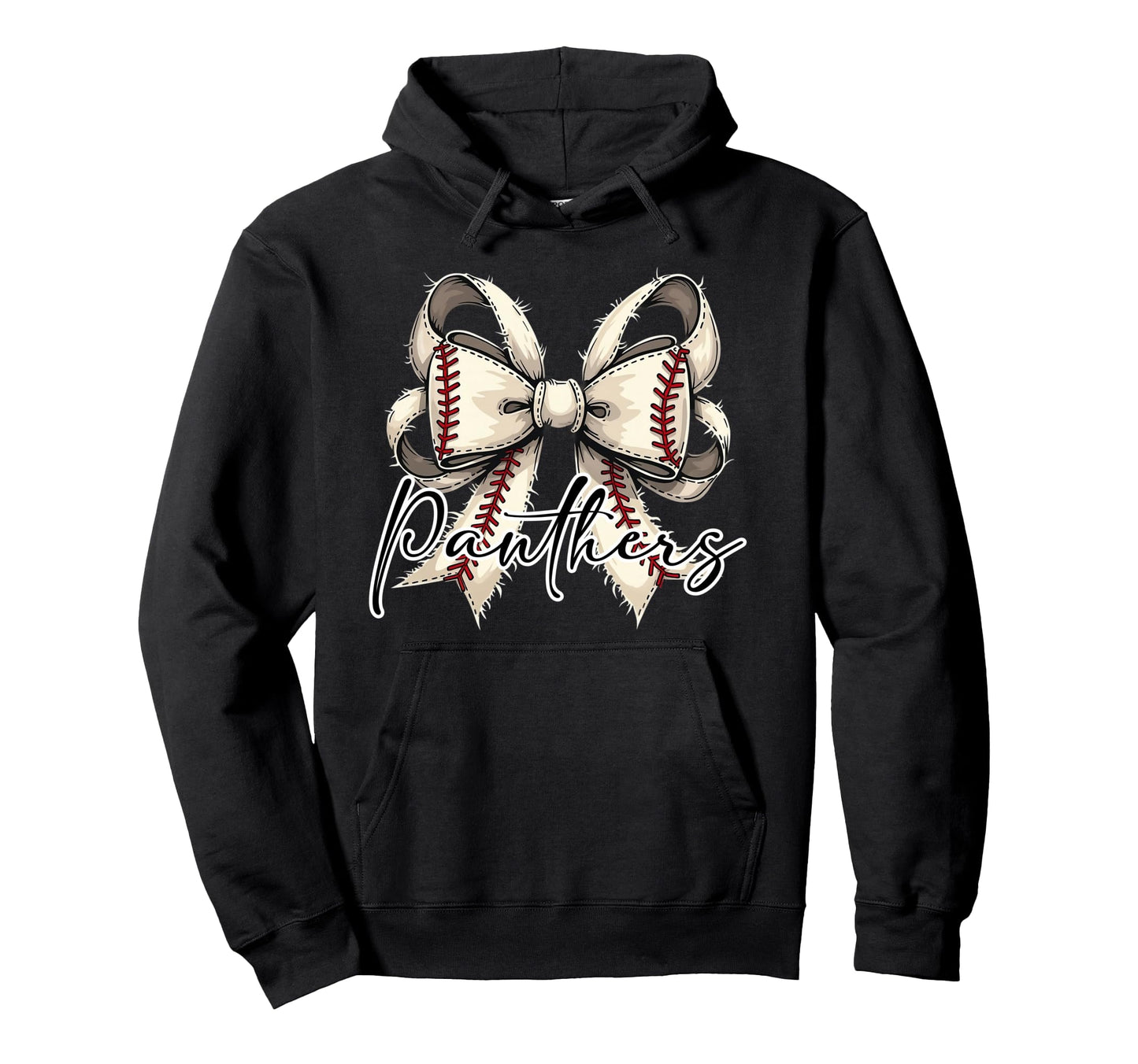 Panthers Baseball Coquette Bow Game Day Hoodie - Graphic Print Unisex - T-Shirt, Sweatshirt, Hoodie