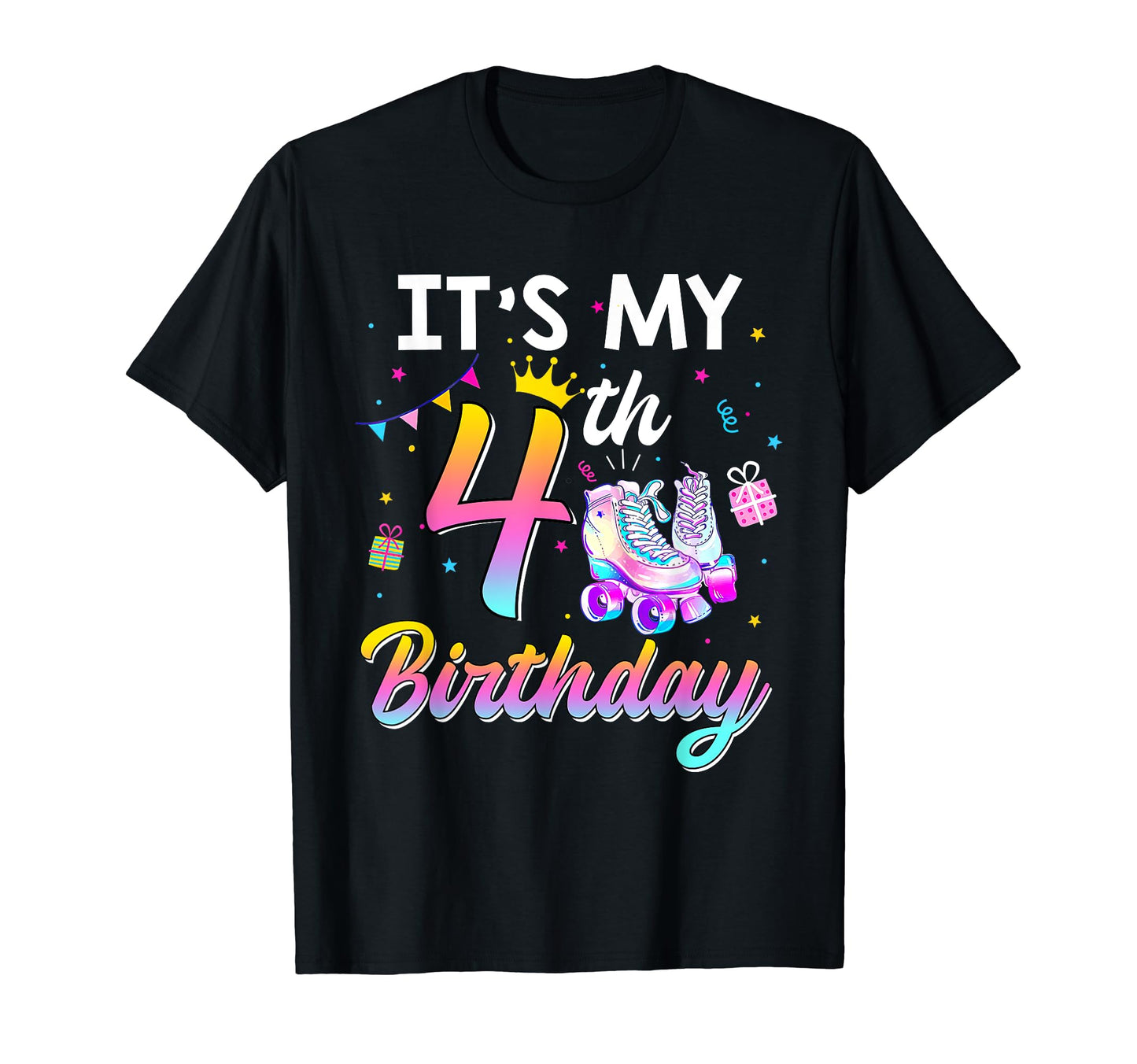 Roller Skate Its My 4Th Birthday 4 T-Shirt - Aesthetic Graphic Men Women - T-Shirt, Sweatshirt, Hoodie