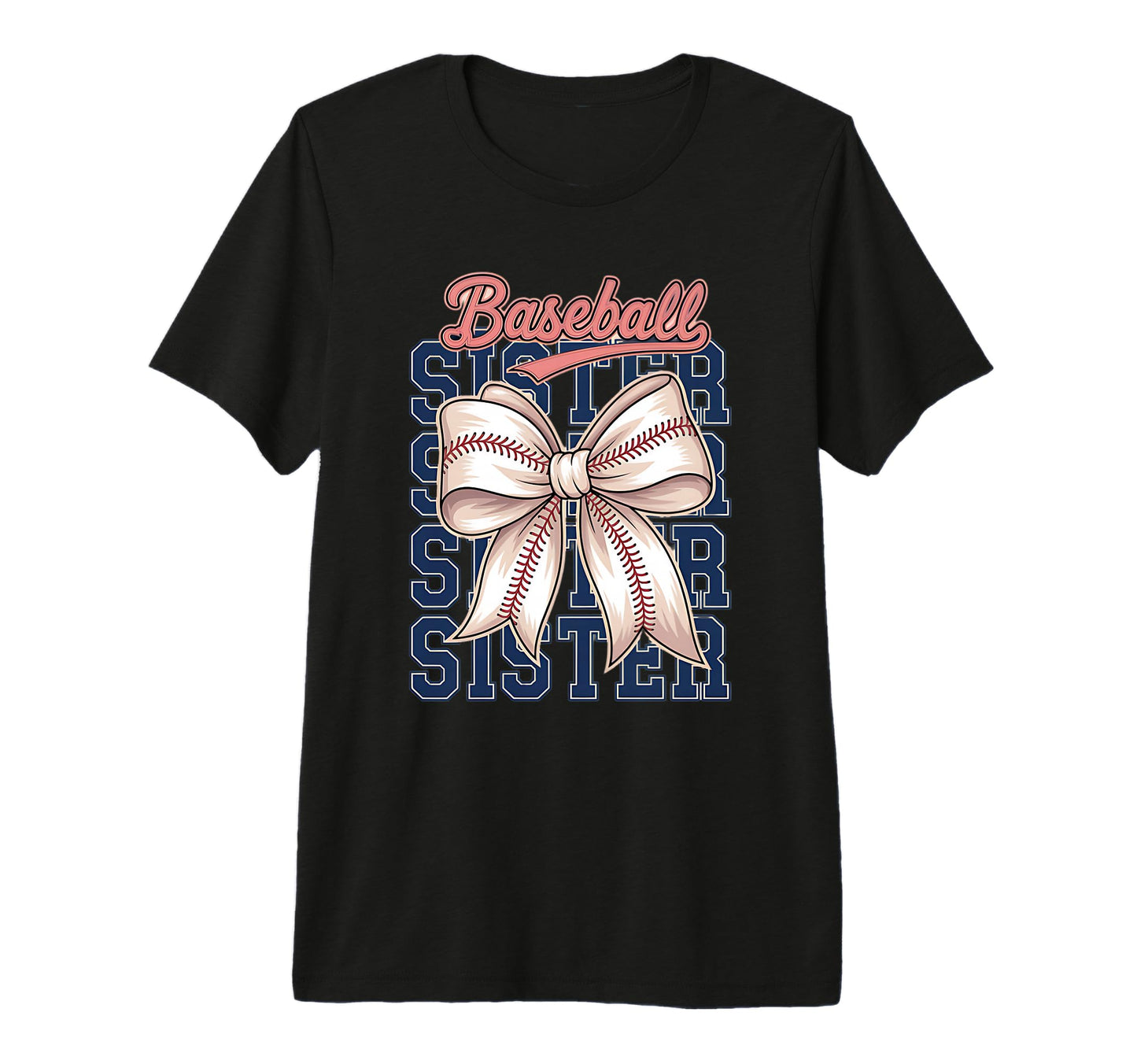 Baseball Sister Coquette Bow Tri Blend T-Shirt - Custom Art Print Unisex - T-Shirt, Sweatshirt, Hoodie