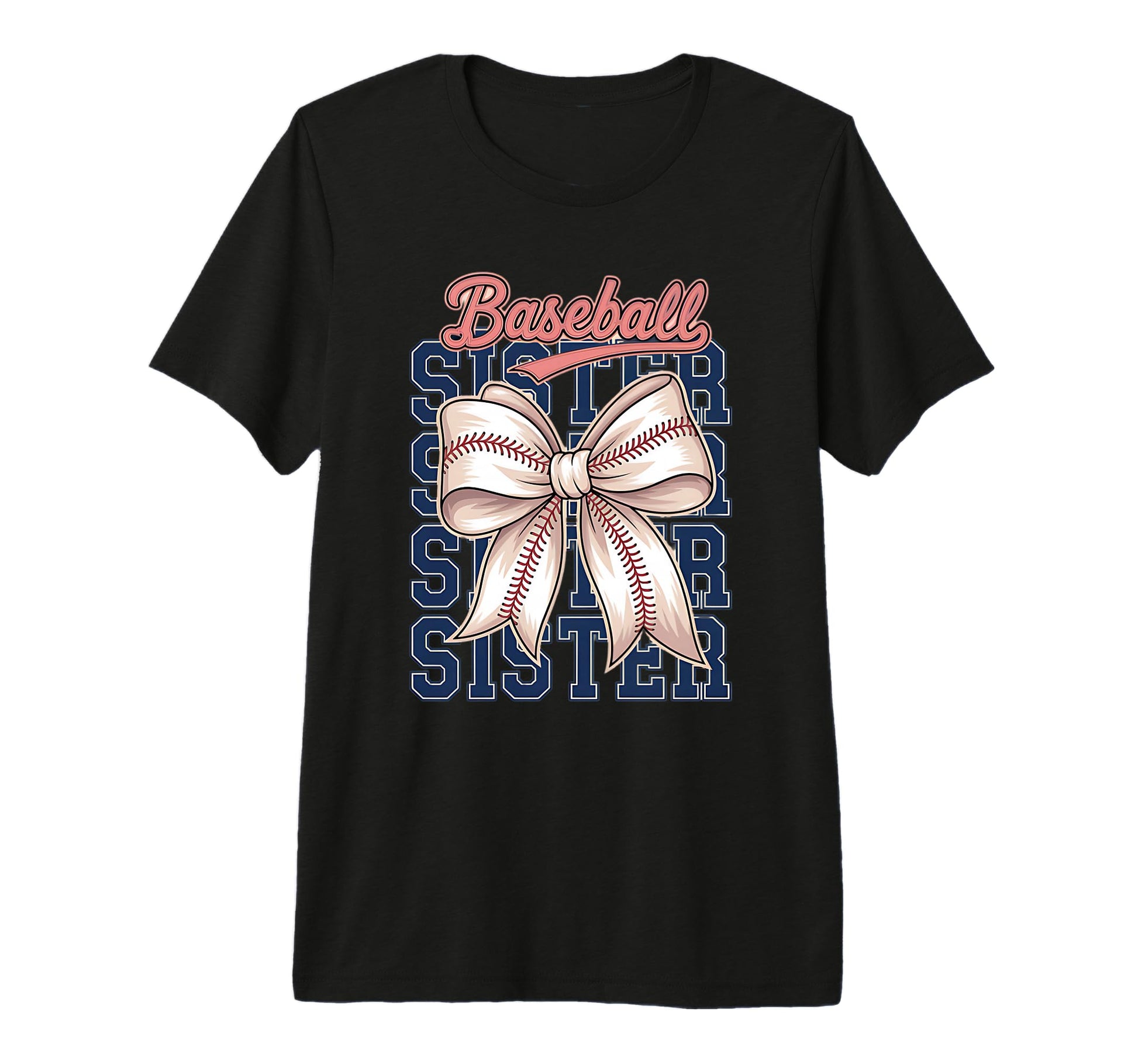Baseball Sister Coquette Bow Tri Blend T-Shirt - Custom Art Print Unisex - T-Shirt, Sweatshirt, Hoodie