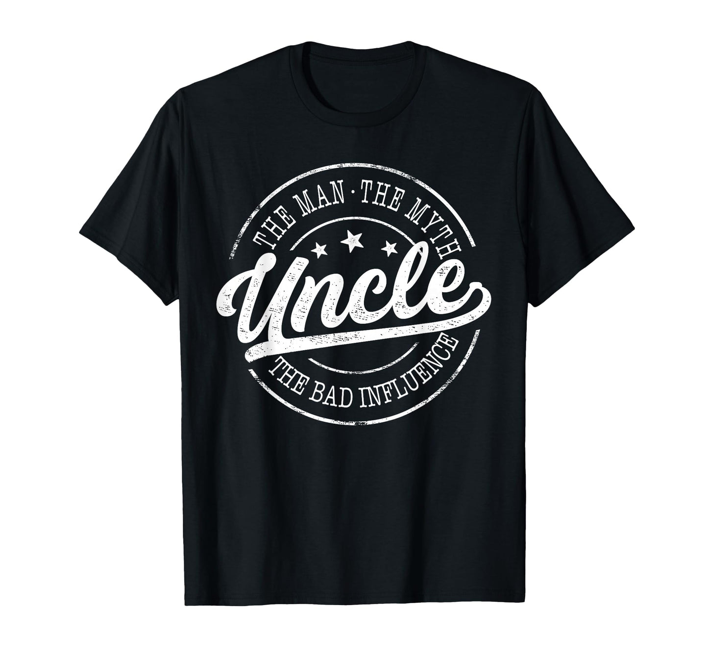 Uncle Myth Bad Influence Emblem T-Shirt - Novelty Apparel for Adults - T-Shirt, Sweatshirt, Hoodie