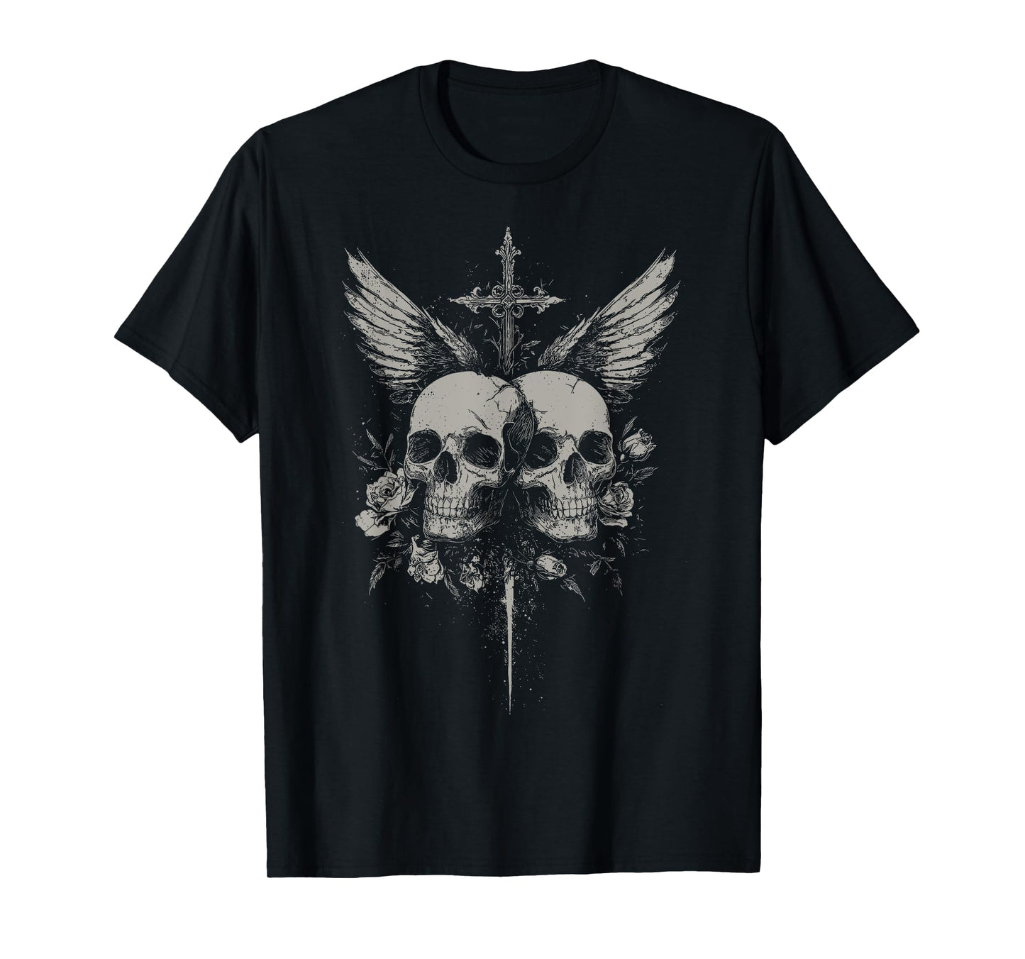 Skull Cross Y2K Grunge Aesthetic Alt T-Shirt - Custom Art Print for Adults - T-Shirt, Sweatshirt, Hoodie
