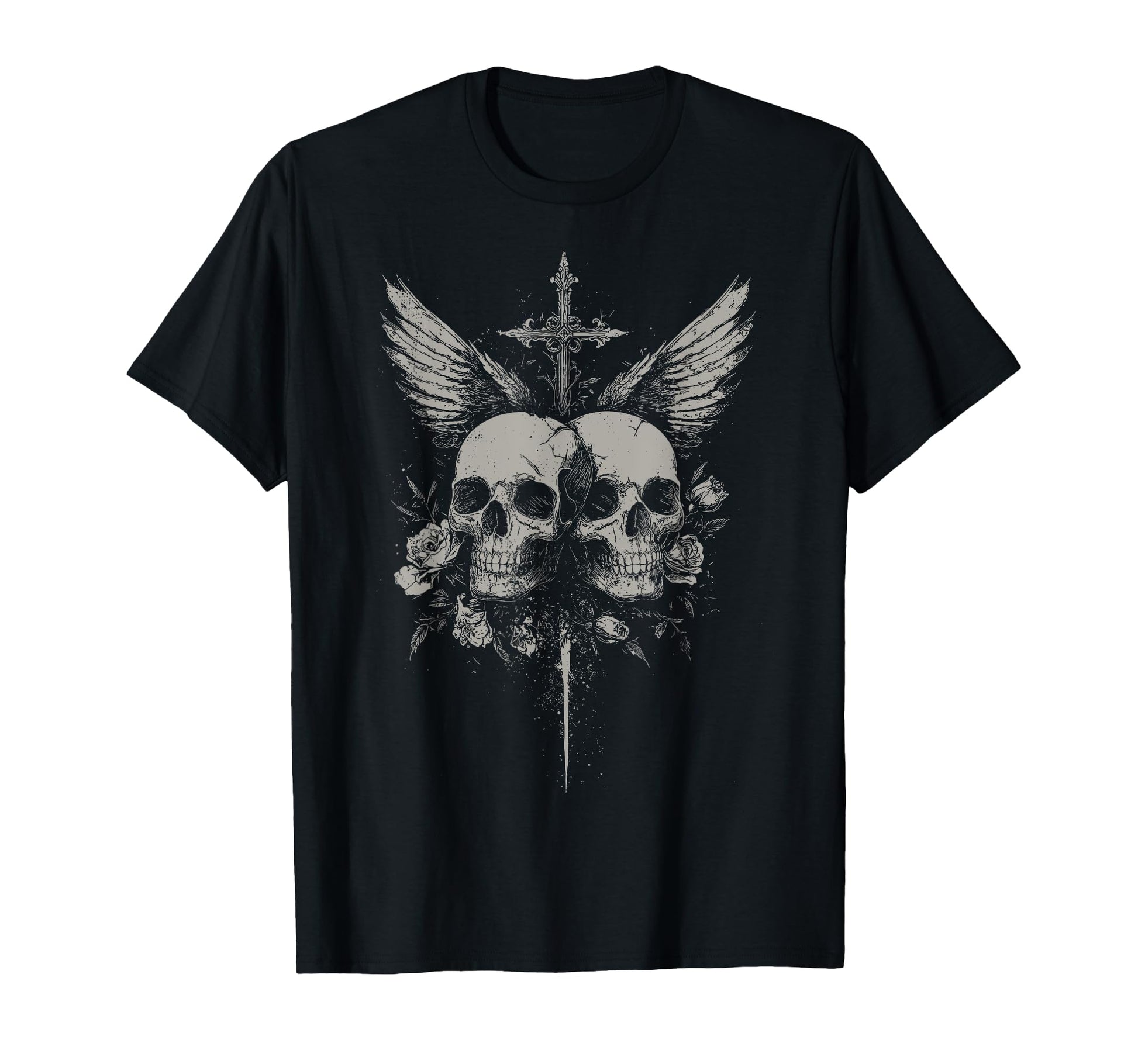 Skull Cross Y2K Grunge Aesthetic Alt T-Shirt - Custom Art Print for Adults - T-Shirt, Sweatshirt, Hoodie