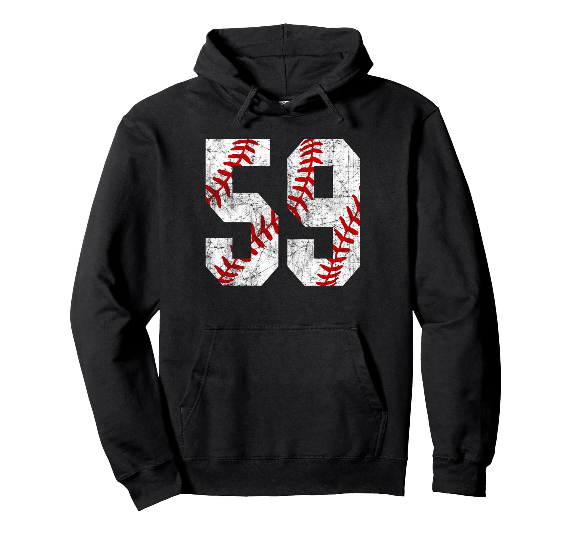 Distressed Baseball Number 59 Jersey Hoodie - Unique Graphic Men Women - T-Shirt, Sweatshirt, Hoodie