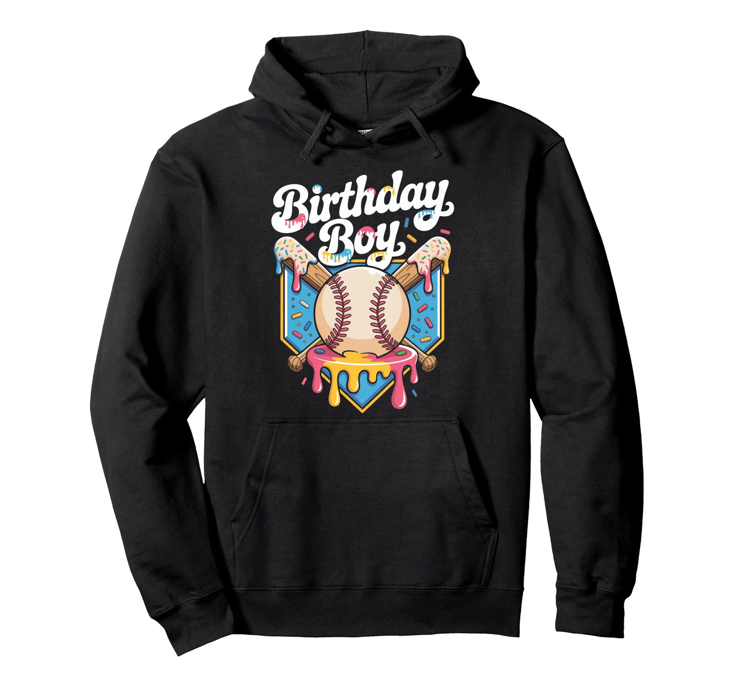 Dripping Baseball Ice Cream Drip Hoodie - Graphic Print for Adults - T-Shirt, Sweatshirt, Hoodie