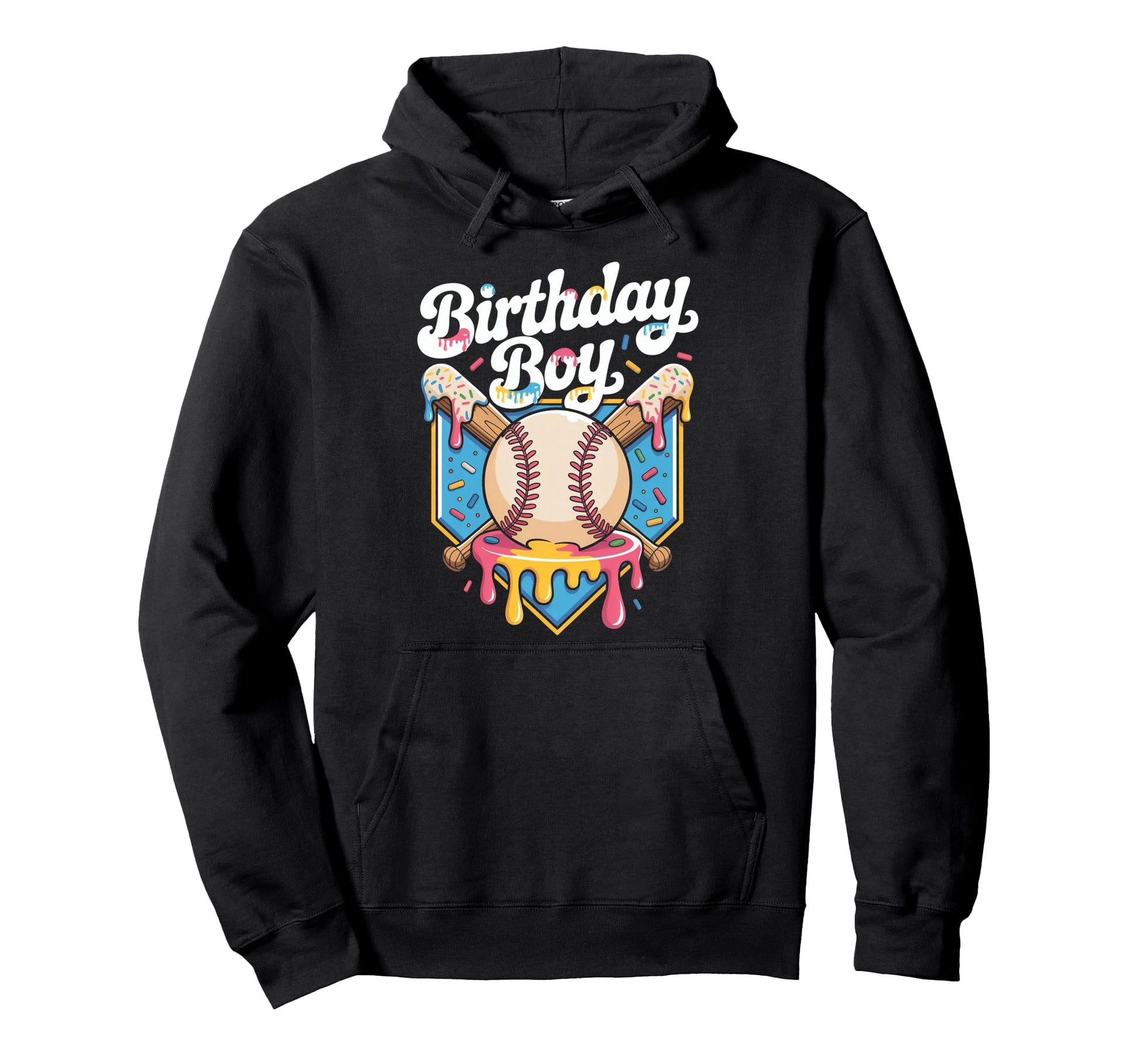 Dripping Baseball Ice Cream Drip Hoodie - Graphic Print for Adults - T-Shirt, Sweatshirt, Hoodie
