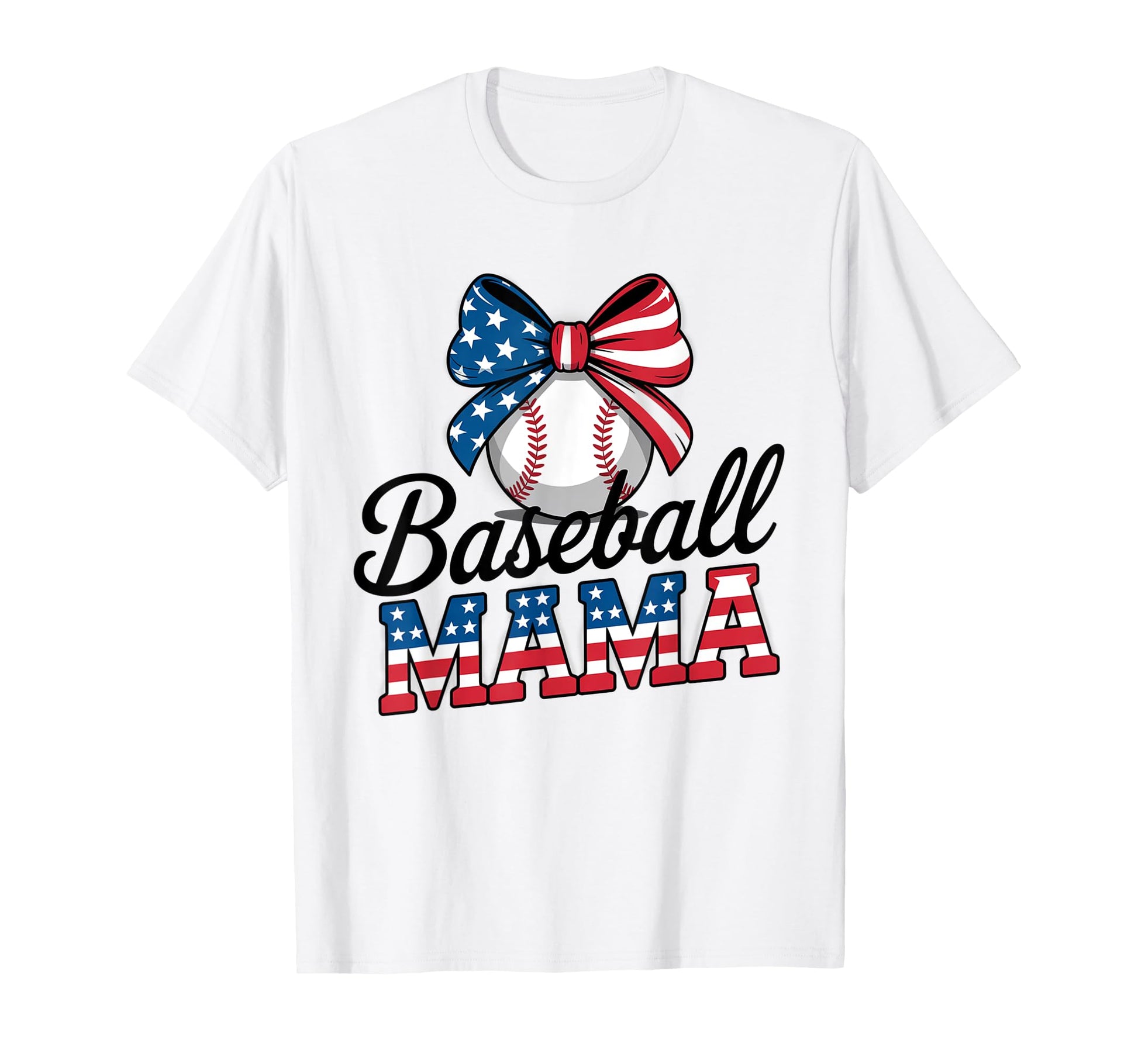 Coquette Bow American Baseball Mom Mama T-Shirt - Unique Graphic for Adults - T-Shirt, Sweatshirt, Hoodie