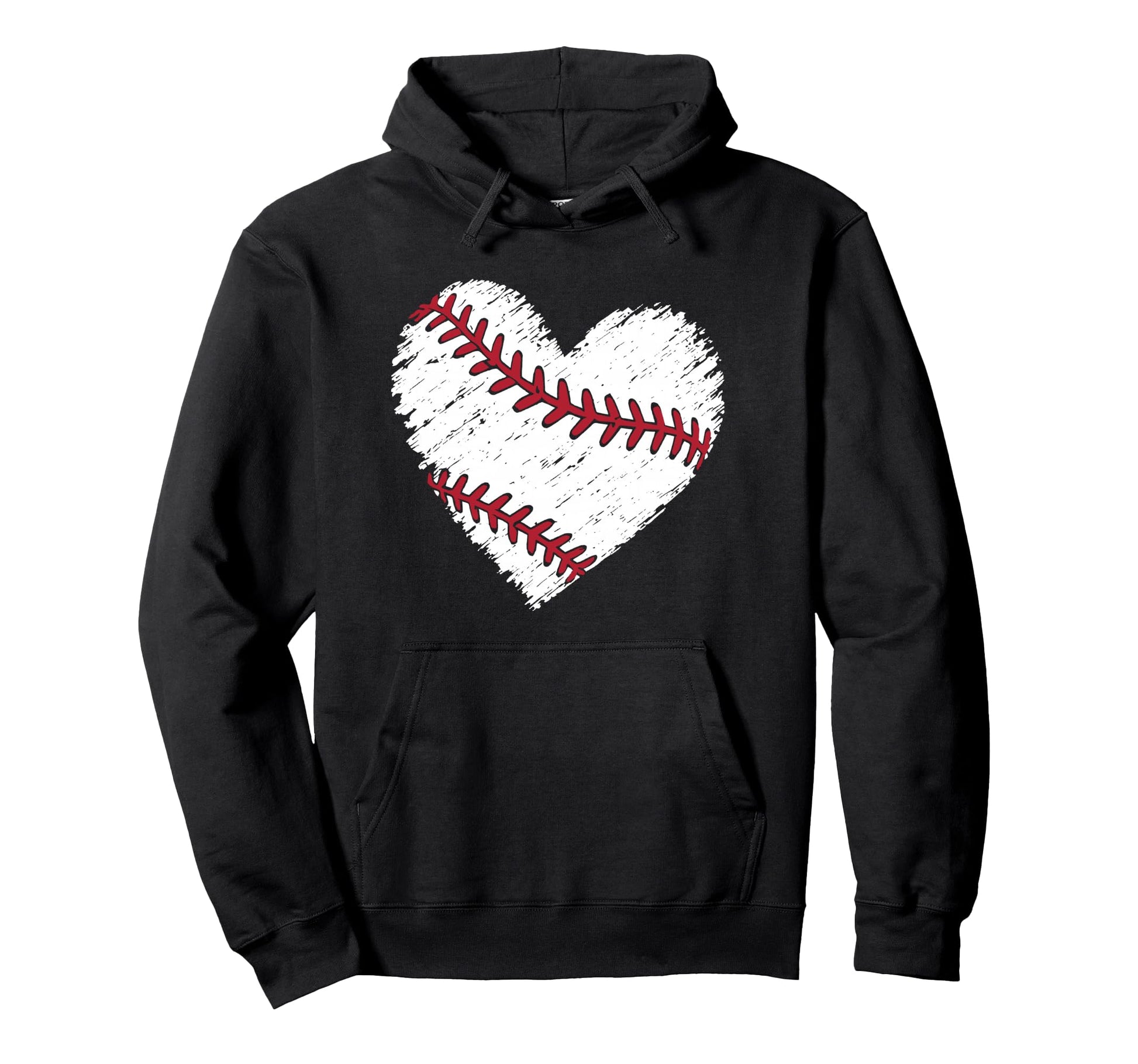 Baseball Distressed Heart Hoodie - Casual Everyday Wear Unisex - T-Shirt, Sweatshirt, Hoodie