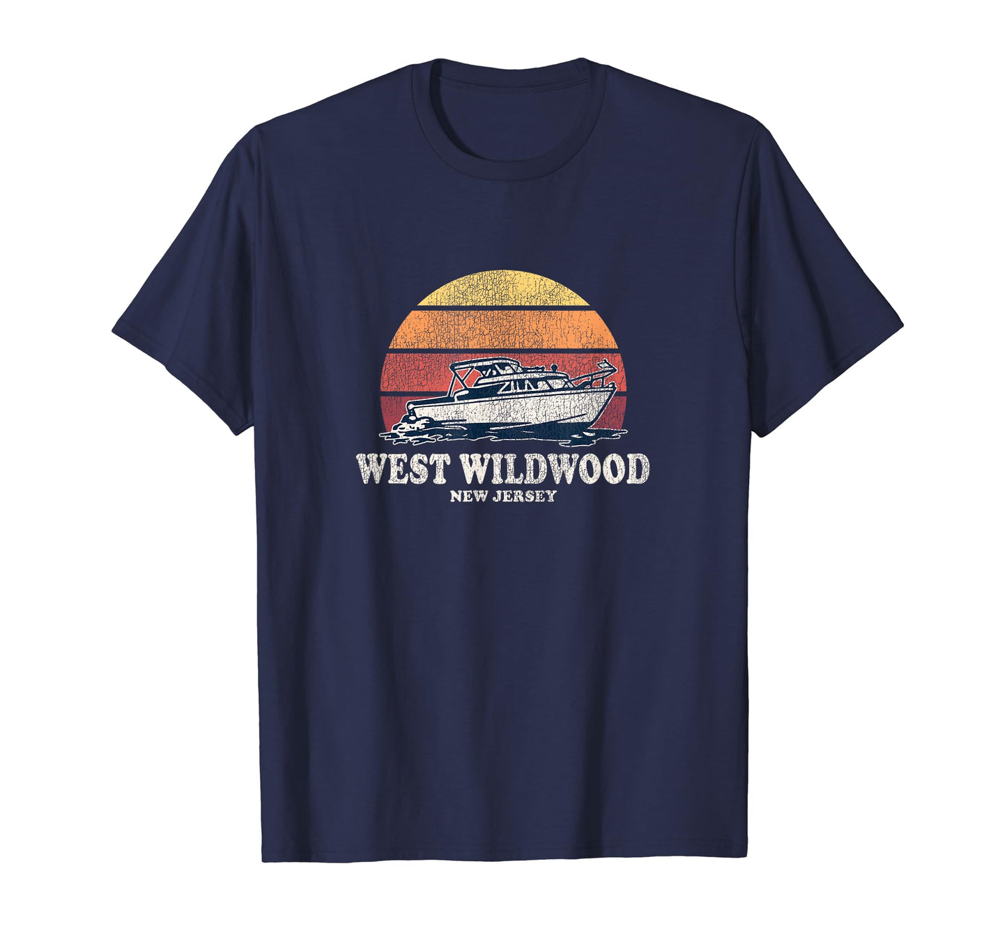 West Wildwood Nj Boating 70S Boat T-Shirt - Novelty Apparel Unisex - T-Shirt, Sweatshirt, Hoodie