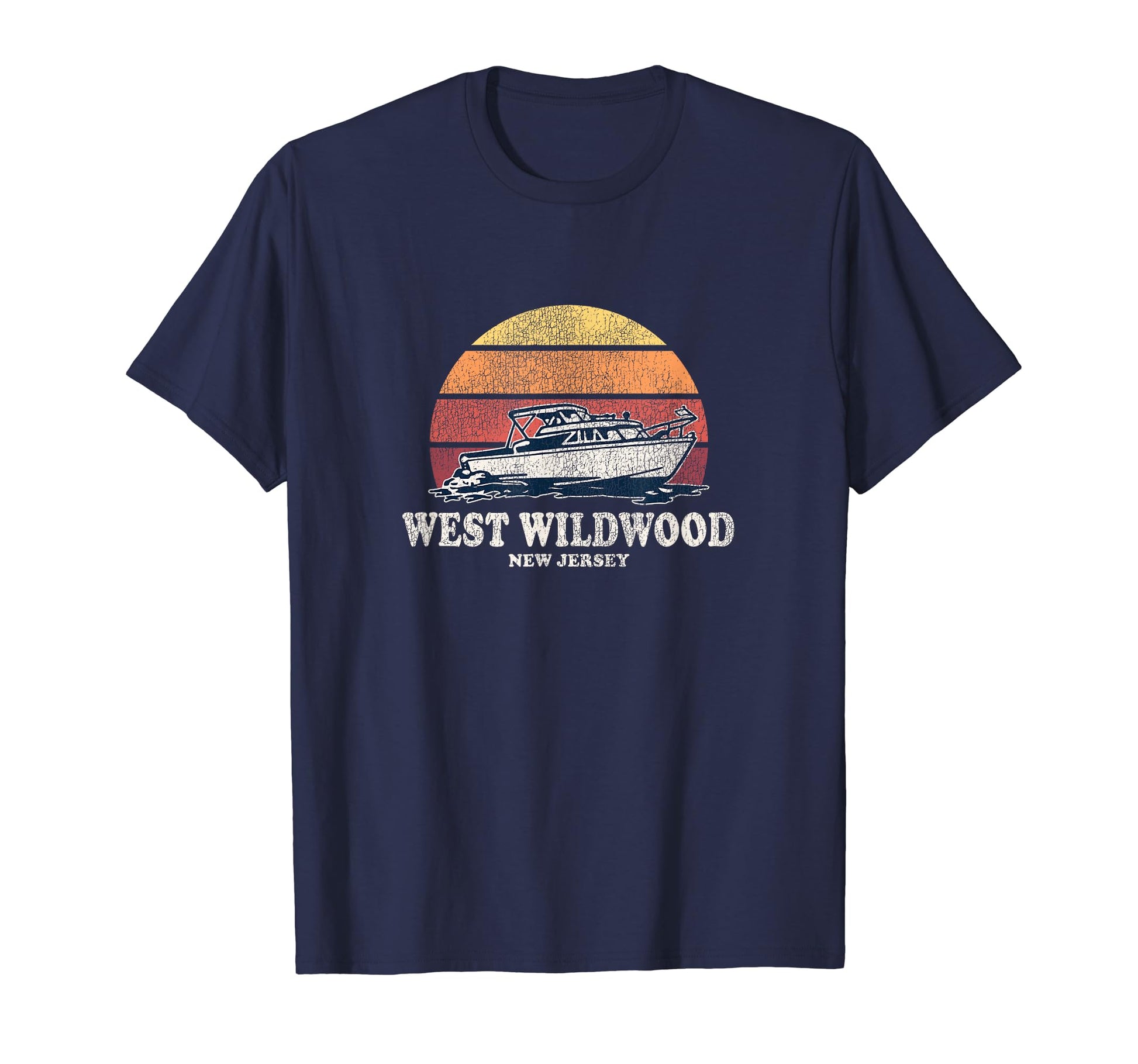 West Wildwood Nj Boating 70S Boat T-Shirt - Novelty Apparel Unisex - T-Shirt, Sweatshirt, Hoodie
