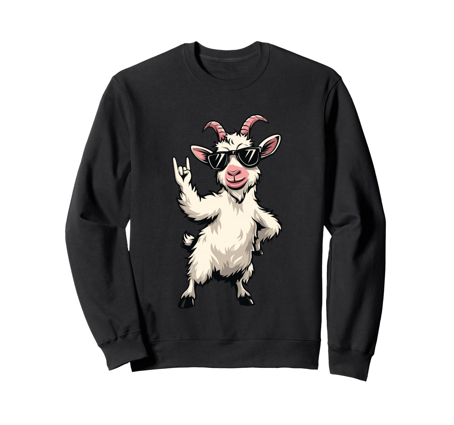 White Goat Rock Hand Sign Sunglasses Sweatshirt - Novelty Apparel Unisex - T-Shirt, Sweatshirt, Hoodie