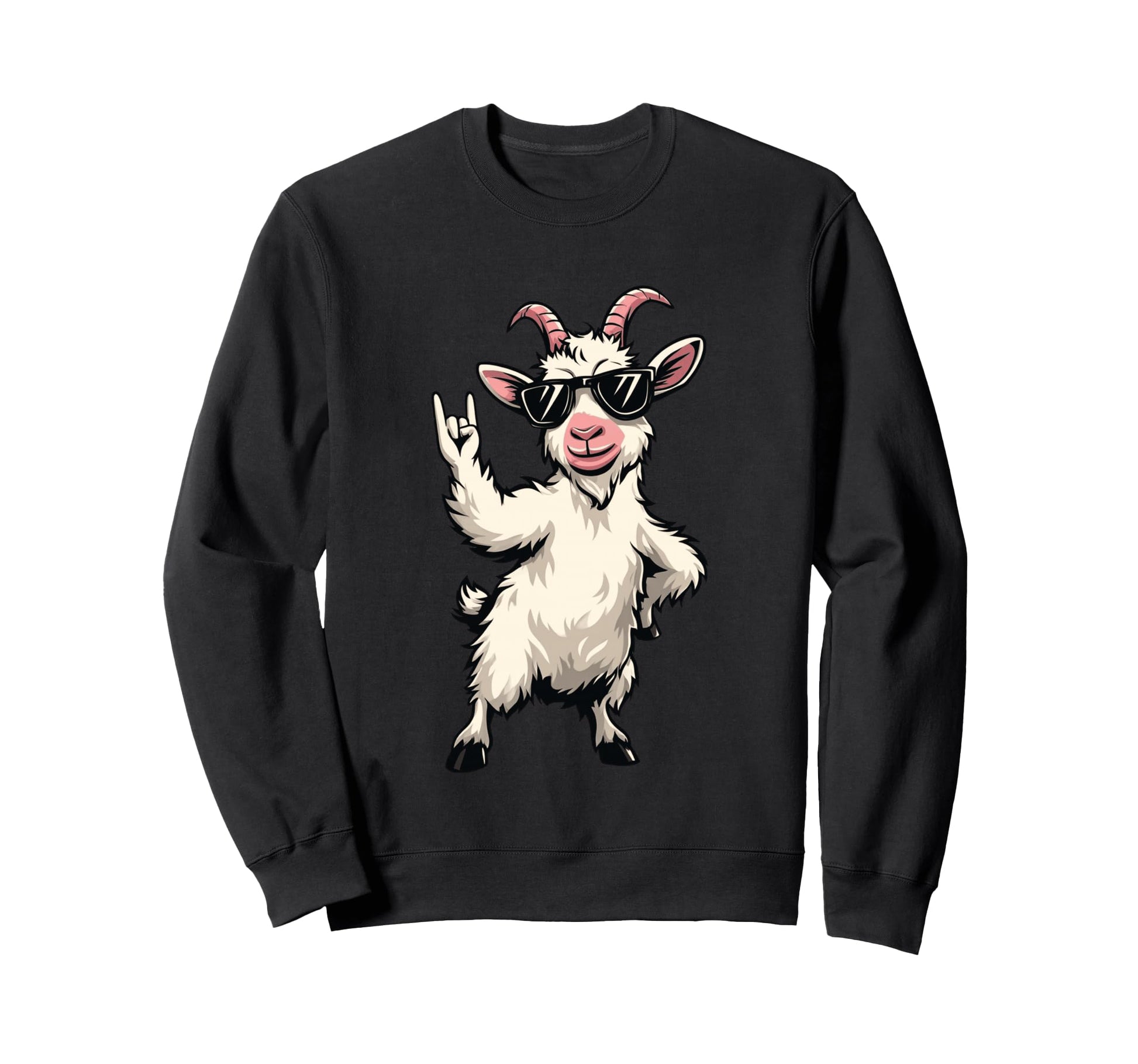 White Goat Rock Hand Sign Sunglasses Sweatshirt - Novelty Apparel Unisex - T-Shirt, Sweatshirt, Hoodie