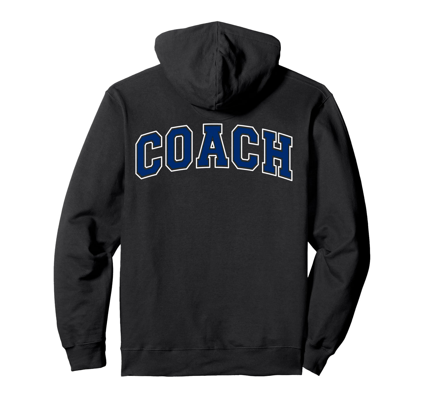Coach Sports Trainer Varsity Blue White Back Hoodie - Unique Graphic Unisex - T-Shirt, Sweatshirt, Hoodie