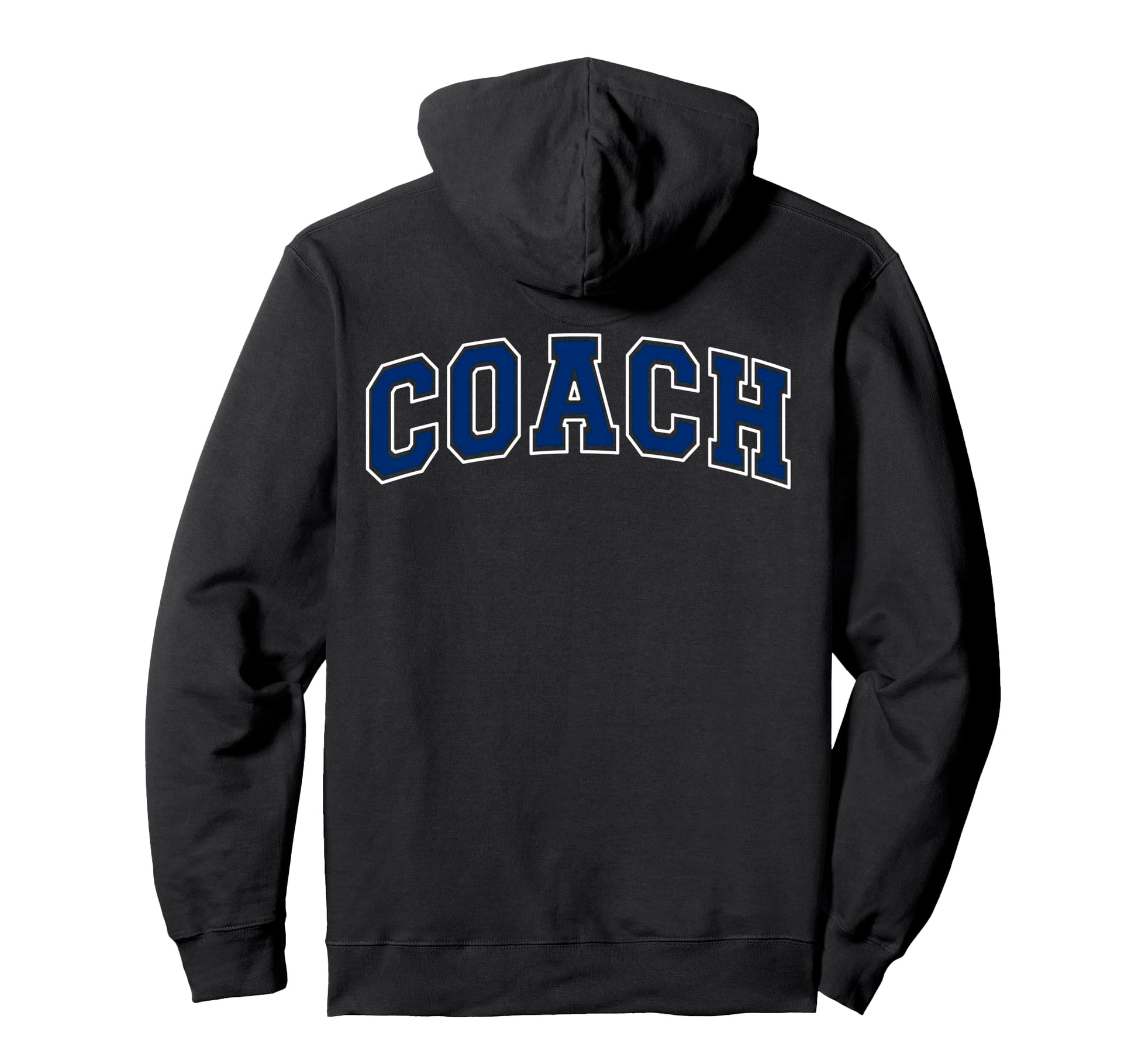 Coach Sports Trainer Varsity Blue White Back Hoodie - Unique Graphic Unisex - T-Shirt, Sweatshirt, Hoodie
