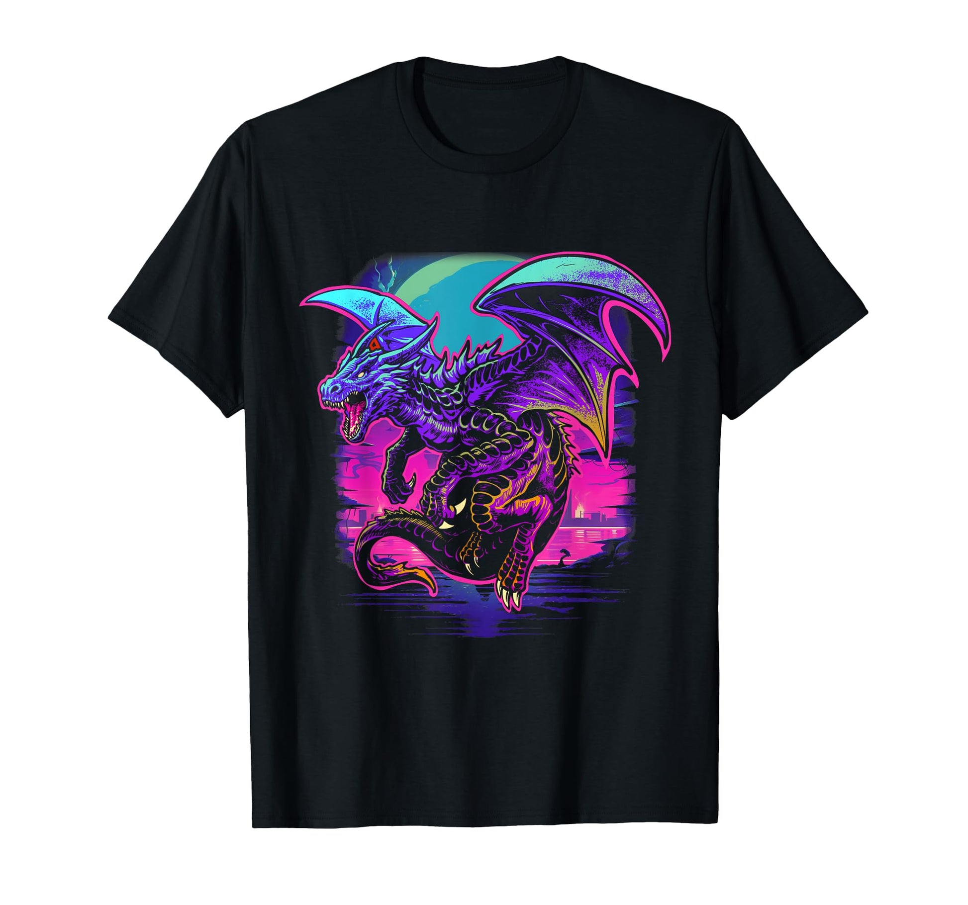 Cyberpunk Dragon Futuristic Outrun T-Shirt - Custom Art Print Unisex - T-Shirt, Sweatshirt, Hoodie