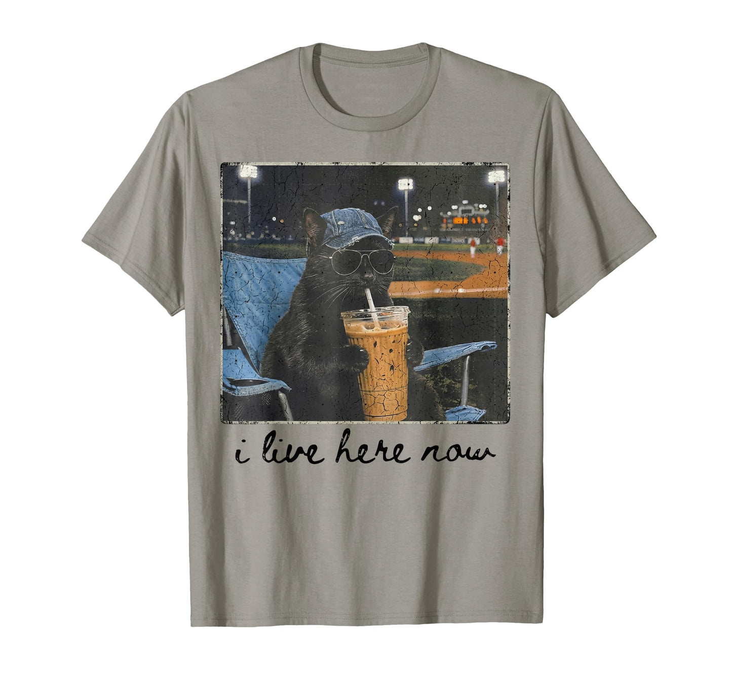 Funny Black Cat Ballfield Baseball Field T-Shirt - Custom Art Print Unisex - T-Shirt, Sweatshirt, Hoodie