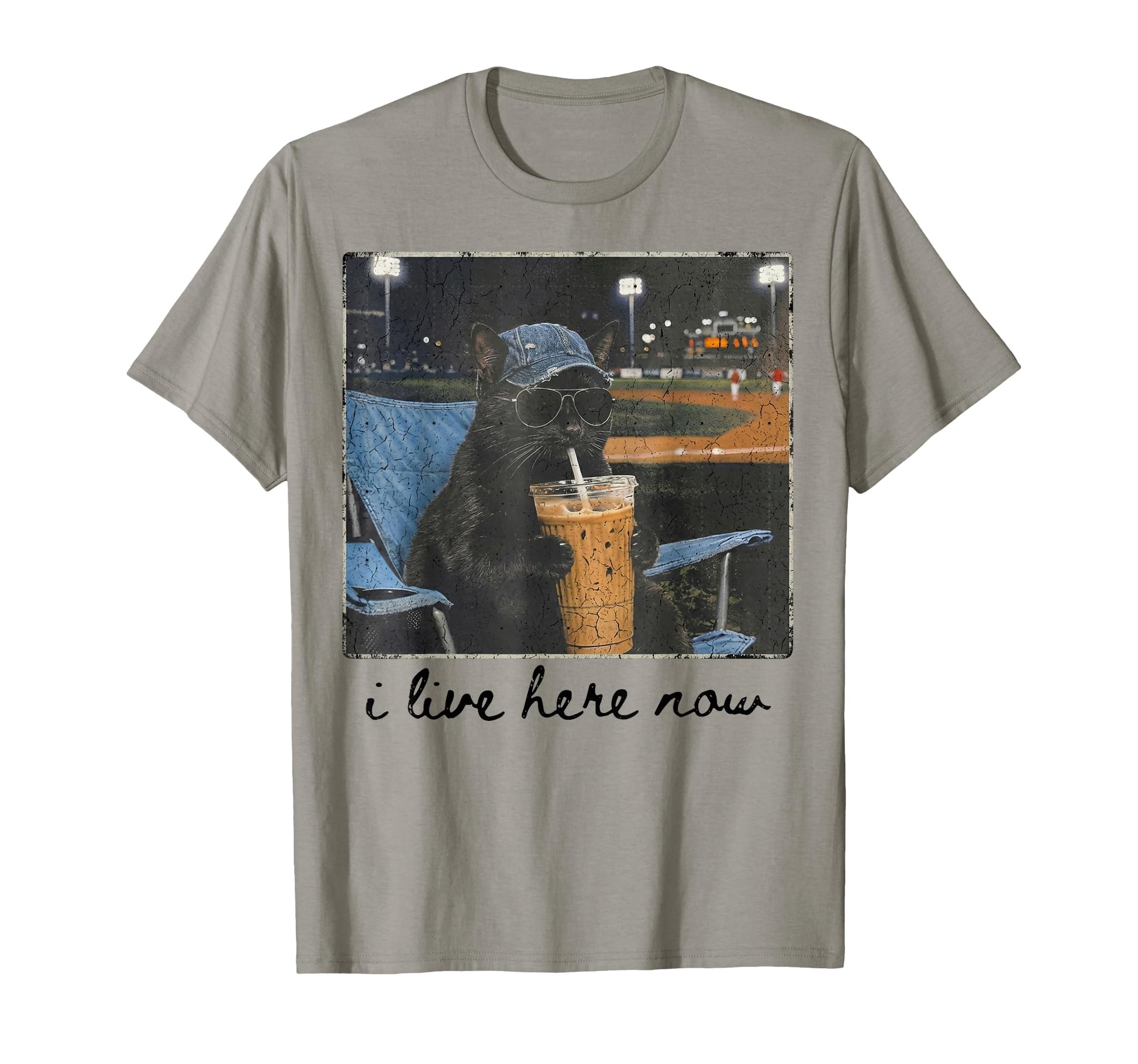 Funny Black Cat Ballfield Baseball Field T-Shirt - Custom Art Print Unisex - T-Shirt, Sweatshirt, Hoodie