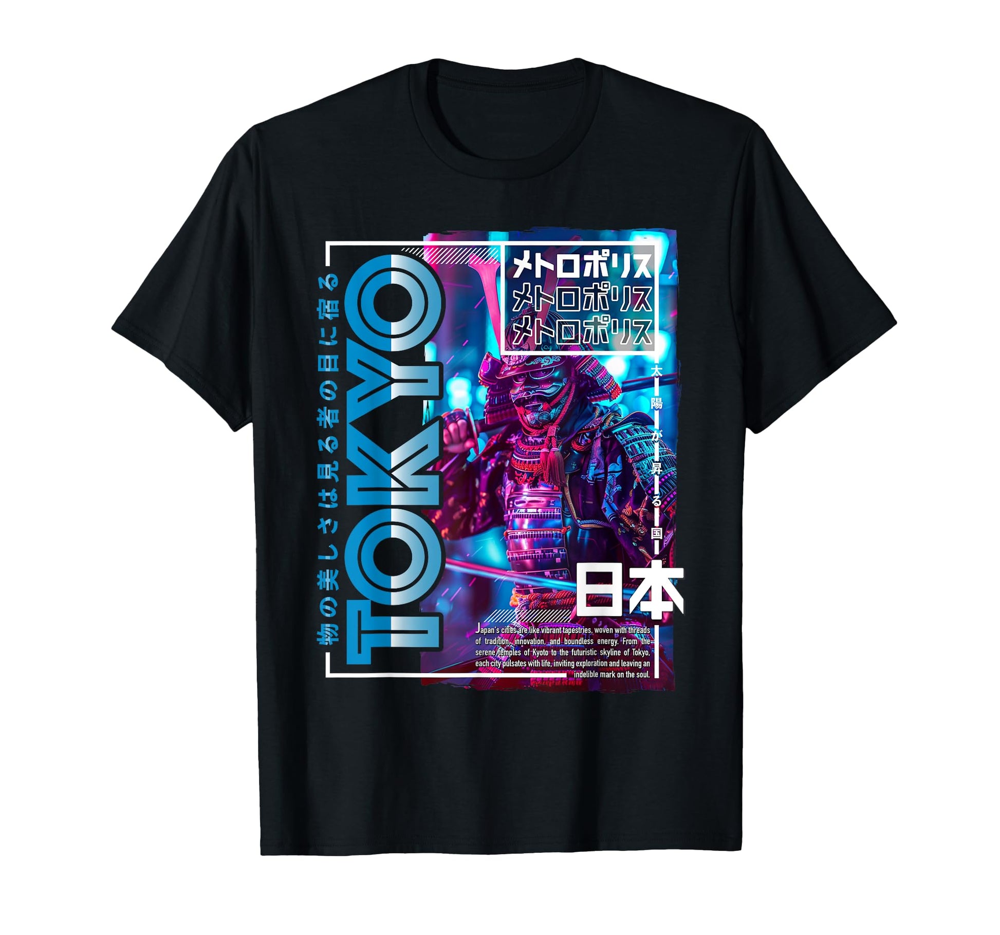 Tokyo City 80S Synthwave Samurai Japan T-Shirt - Aesthetic Graphic Unisex - T-Shirt, Sweatshirt, Hoodie