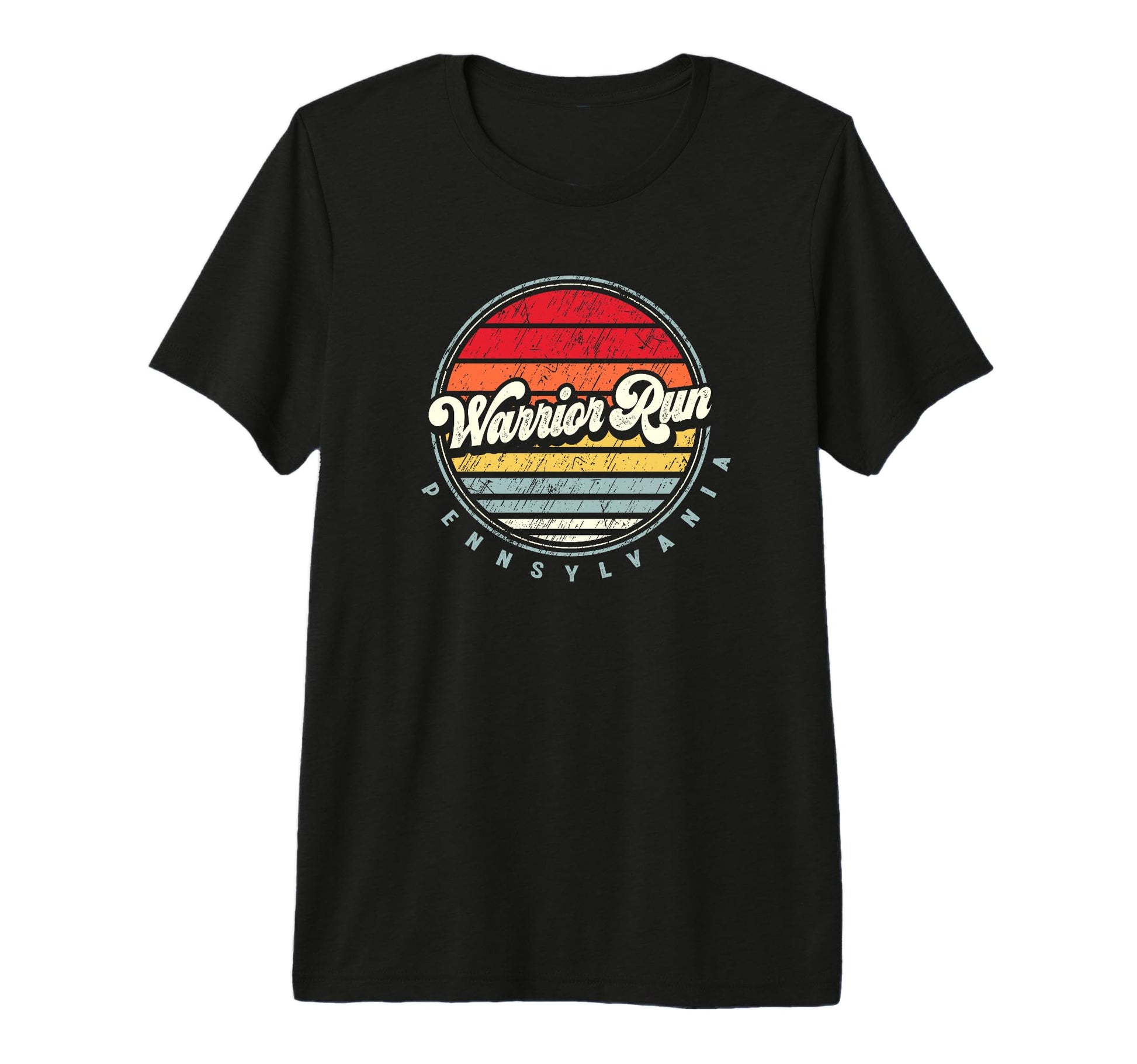 Warrior Run Home State 70S Sunset Tri T-Shirt - Custom Art Print Unisex - T-Shirt, Sweatshirt, Hoodie