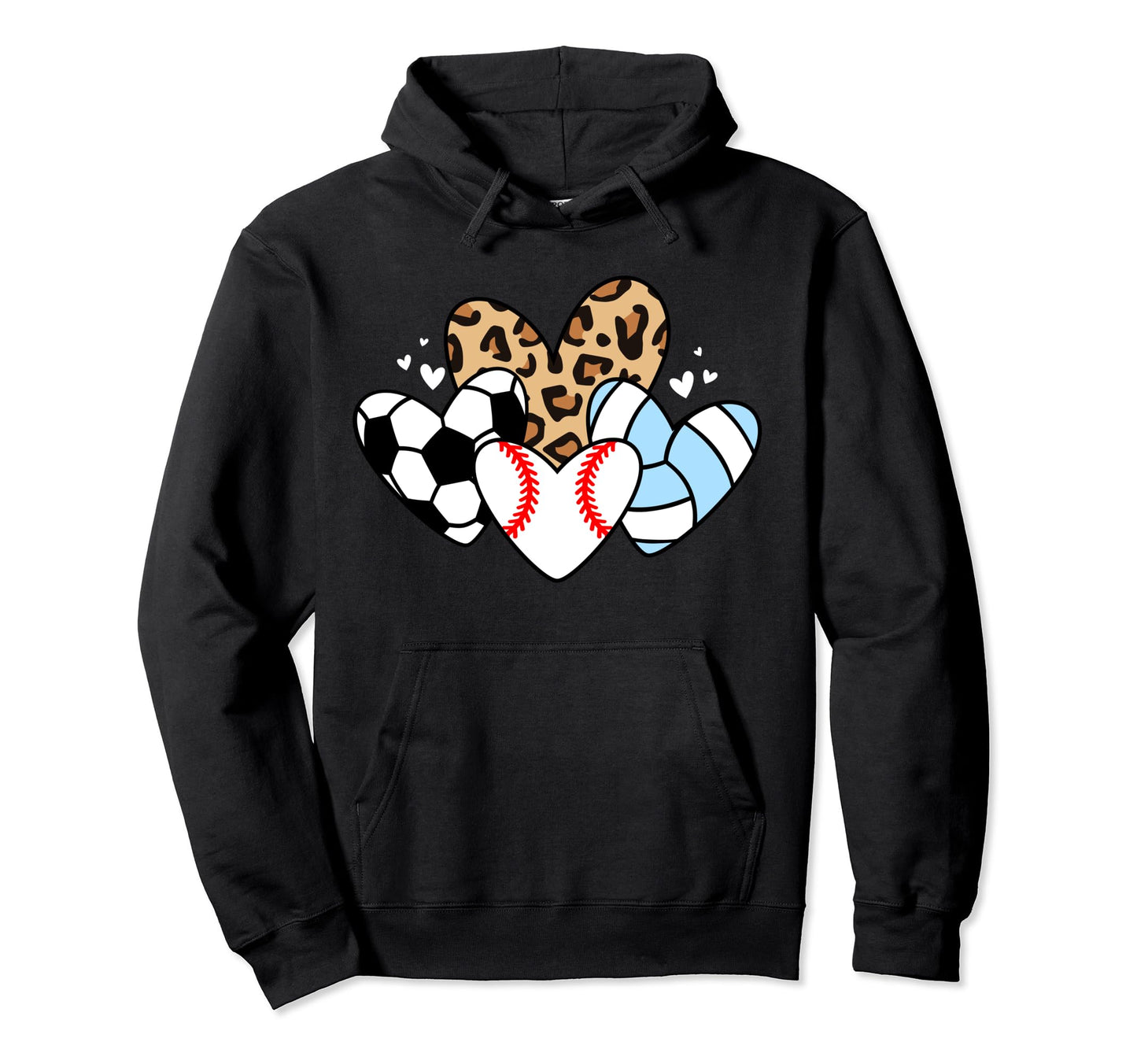 Baseball Volleyball Soccer Heart Funny Hoodie - Trendy Graphic Unisex - T-Shirt, Sweatshirt, Hoodie