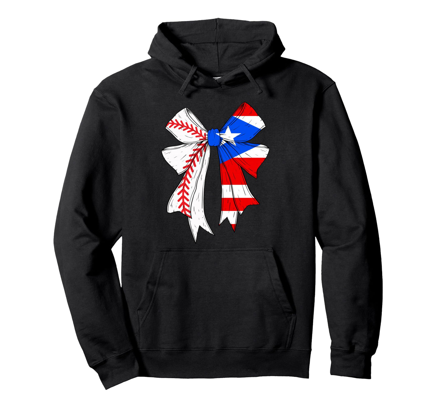 Puerto Rico Baseball Coquette Bow Hoodie - Custom Art Print Men Women - T-Shirt, Sweatshirt, Hoodie