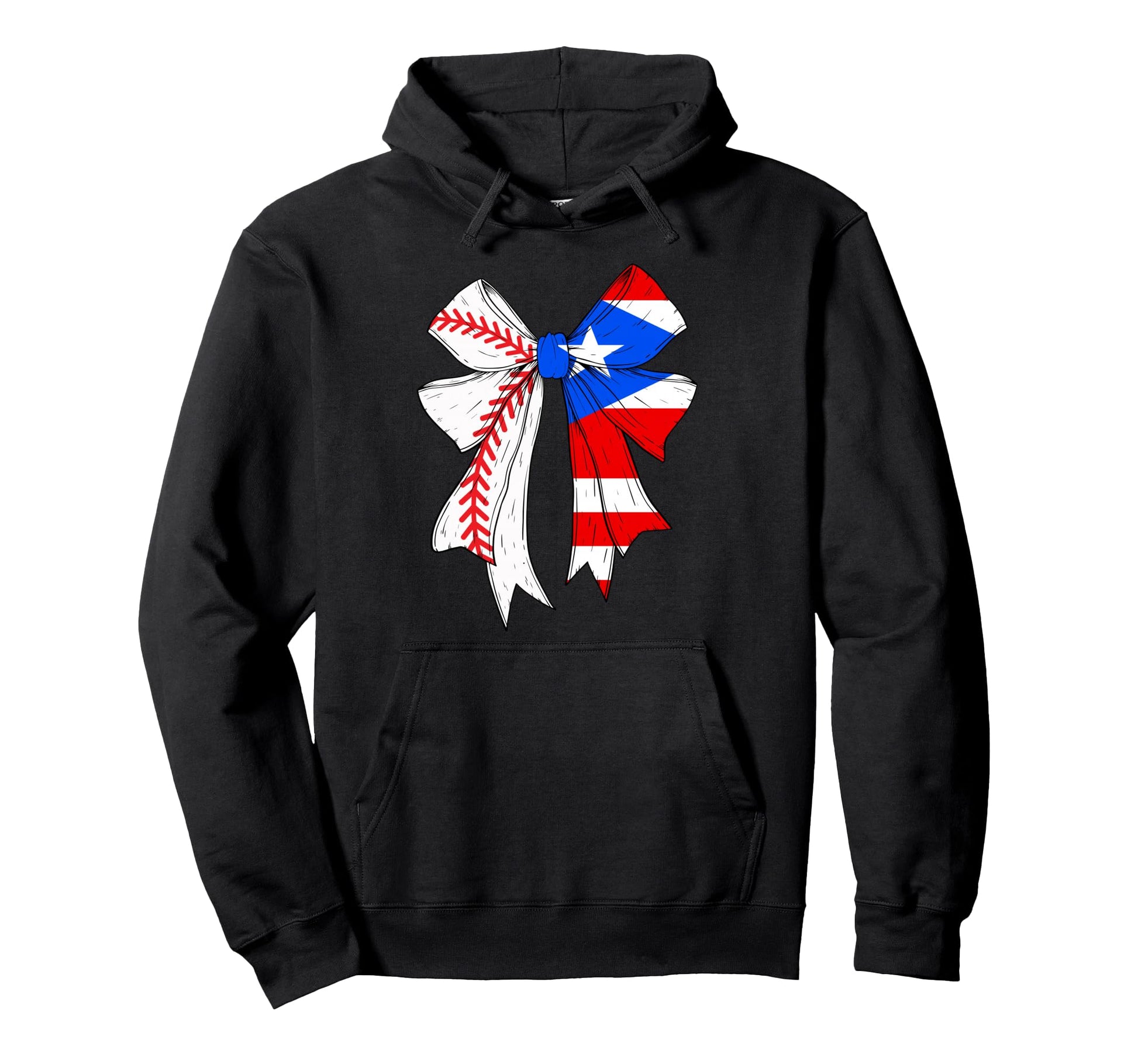 Puerto Rico Baseball Coquette Bow Hoodie - Custom Art Print Men Women - T-Shirt, Sweatshirt, Hoodie