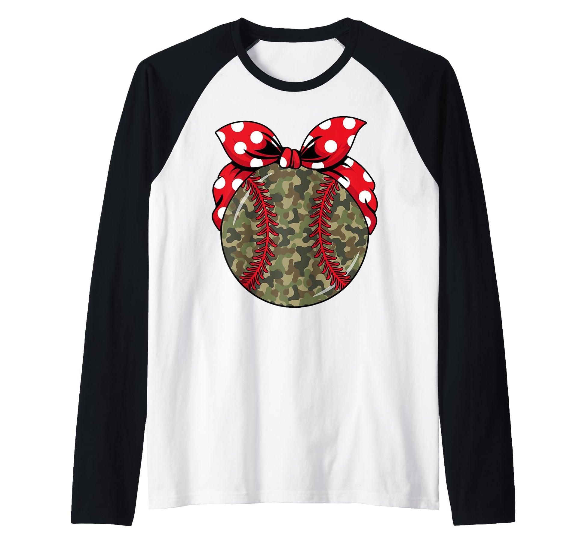 Baseball Camo Bow Softball Checkered T-Shirt - Novelty Apparel for Adults - T-Shirt, Sweatshirt, Hoodie