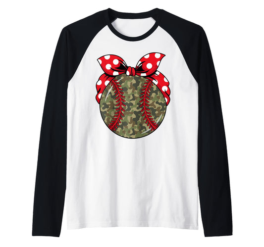 Baseball Camo Bow Softball Checkered T-Shirt - Novelty Apparel for Adults - T-Shirt, Sweatshirt, Hoodie