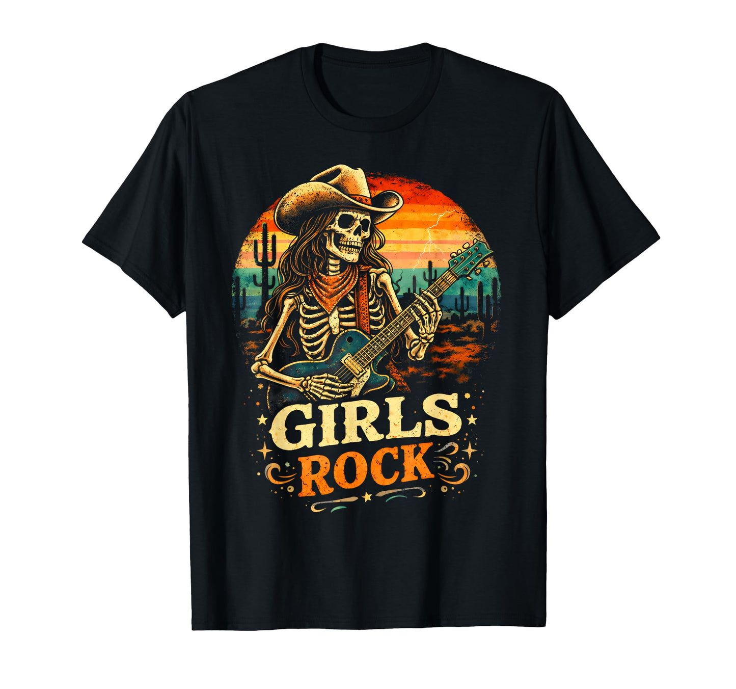Rock Cowgirl Guitar Western Rockn Roll T-Shirt - Aesthetic Graphic Unisex - T-Shirt, Sweatshirt, Hoodie