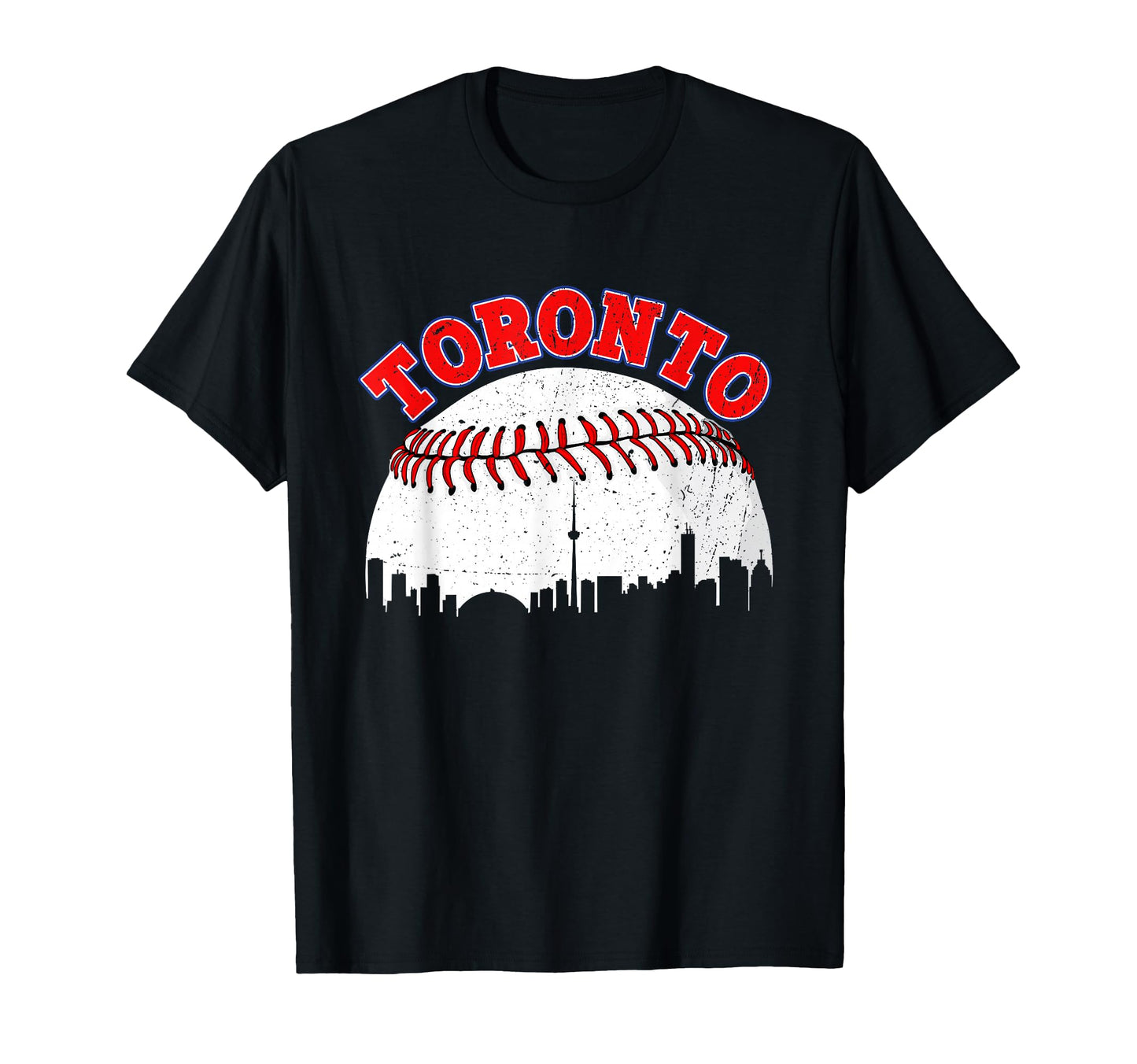 Distressed Baseball Toronto Cityscape T-Shirt - Trendy Graphic for Adults - T-Shirt, Sweatshirt, Hoodie