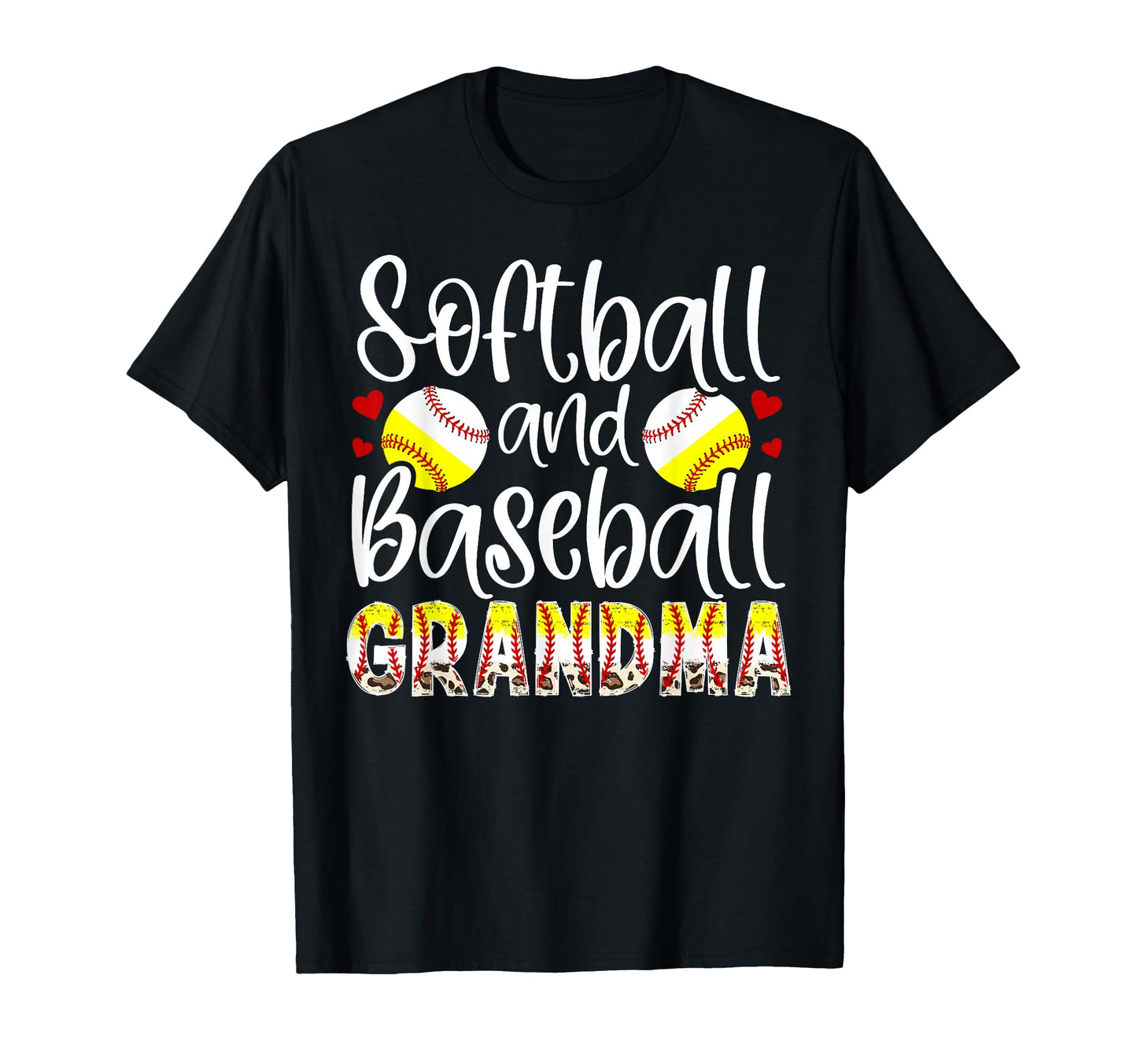 Softball Baseball Grandma Leopard T-Shirt - Trendy Graphic Men Women - T-Shirt, Sweatshirt, Hoodie