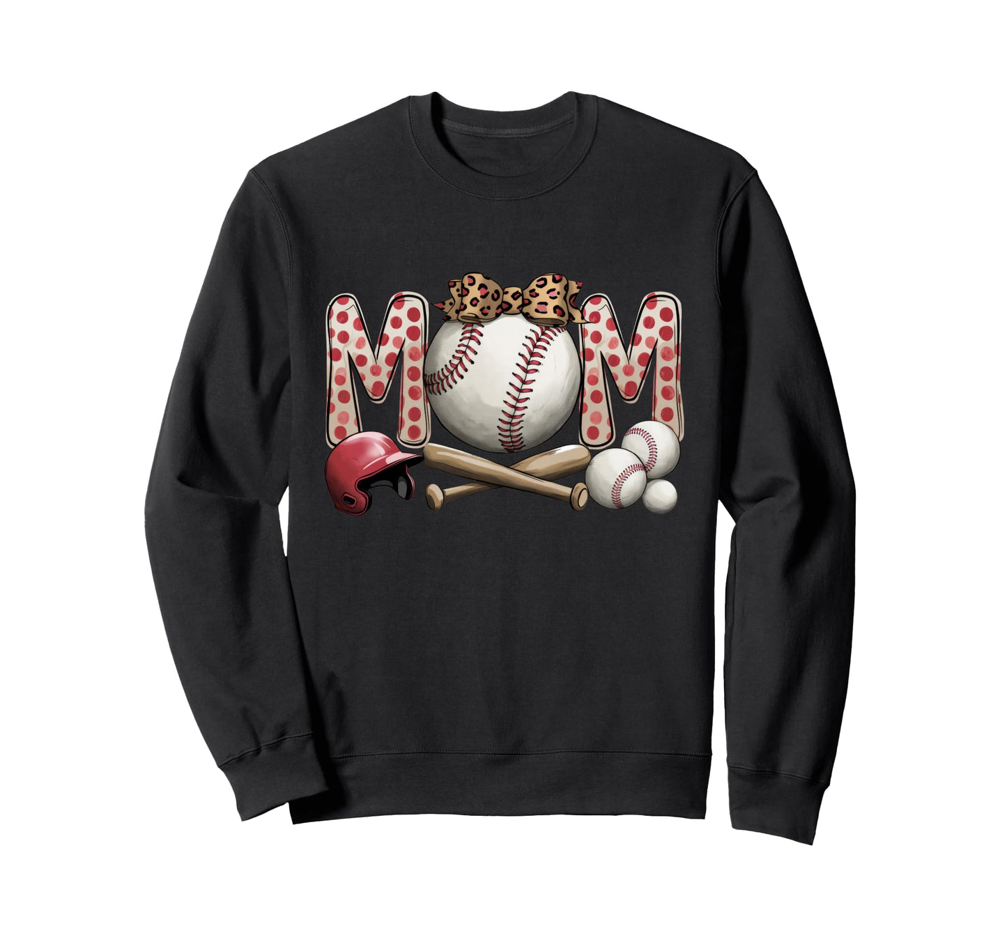 Leopard American Baseball Mom Mama Sweatshirt - Trendy Graphic for Adults - T-Shirt, Sweatshirt, Hoodie