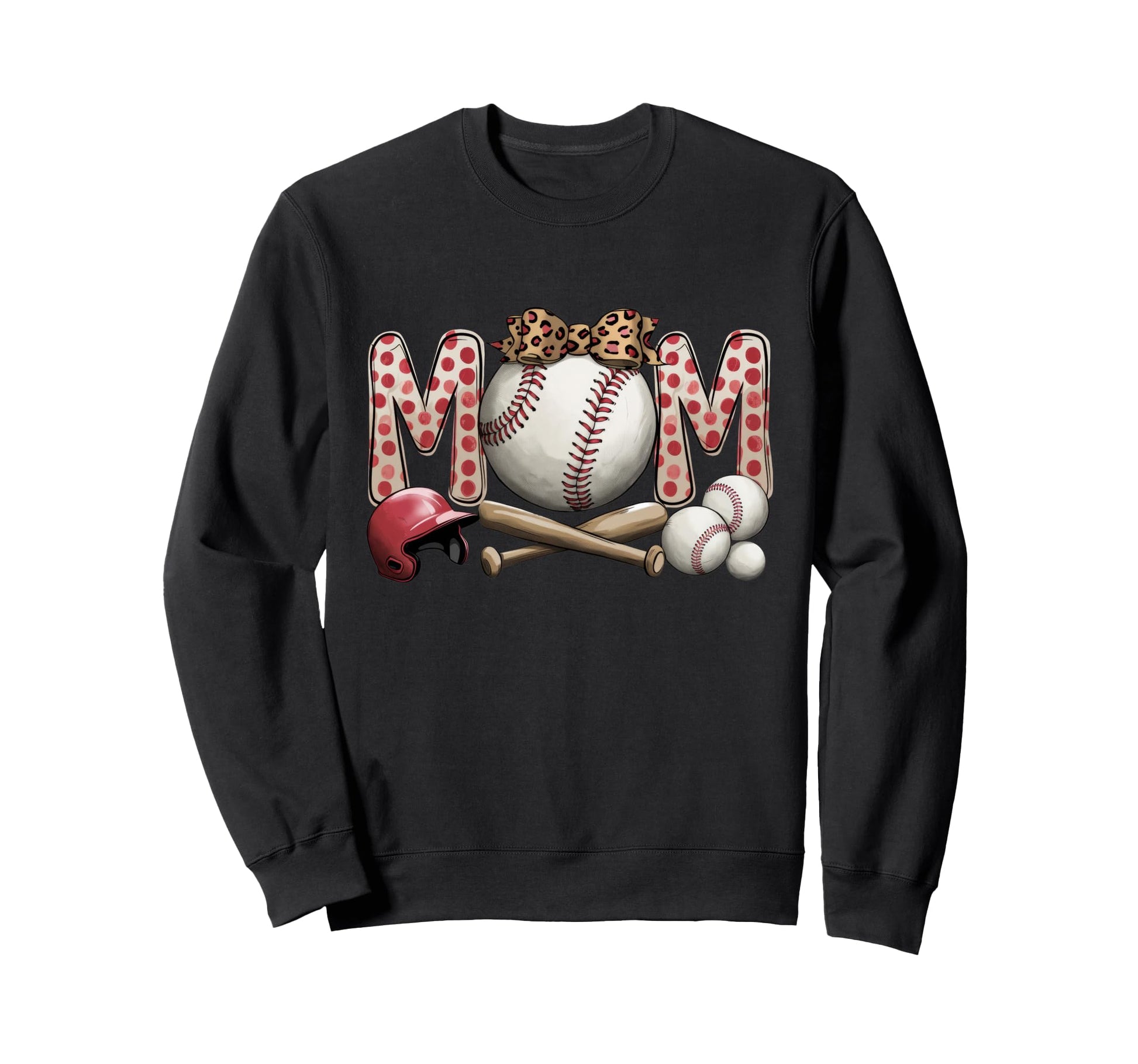 Leopard American Baseball Mom Mama Sweatshirt - Trendy Graphic for Adults - T-Shirt, Sweatshirt, Hoodie