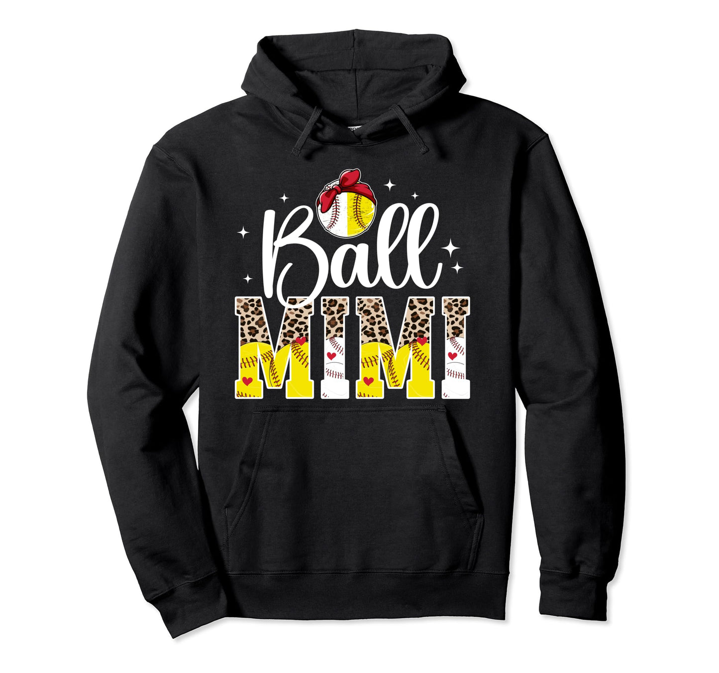 Ball Mimi Leopard Baseball Softball Mimi Hoodie - Unique Graphic Unisex - T-Shirt, Sweatshirt, Hoodie