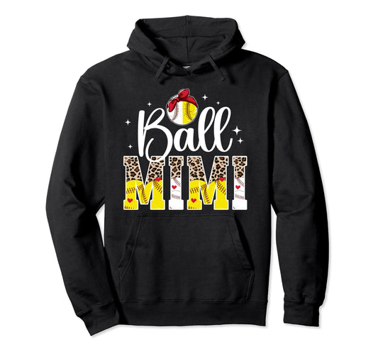 Ball Mimi Leopard Baseball Softball Mimi Hoodie - Unique Graphic Unisex - T-Shirt, Sweatshirt, Hoodie
