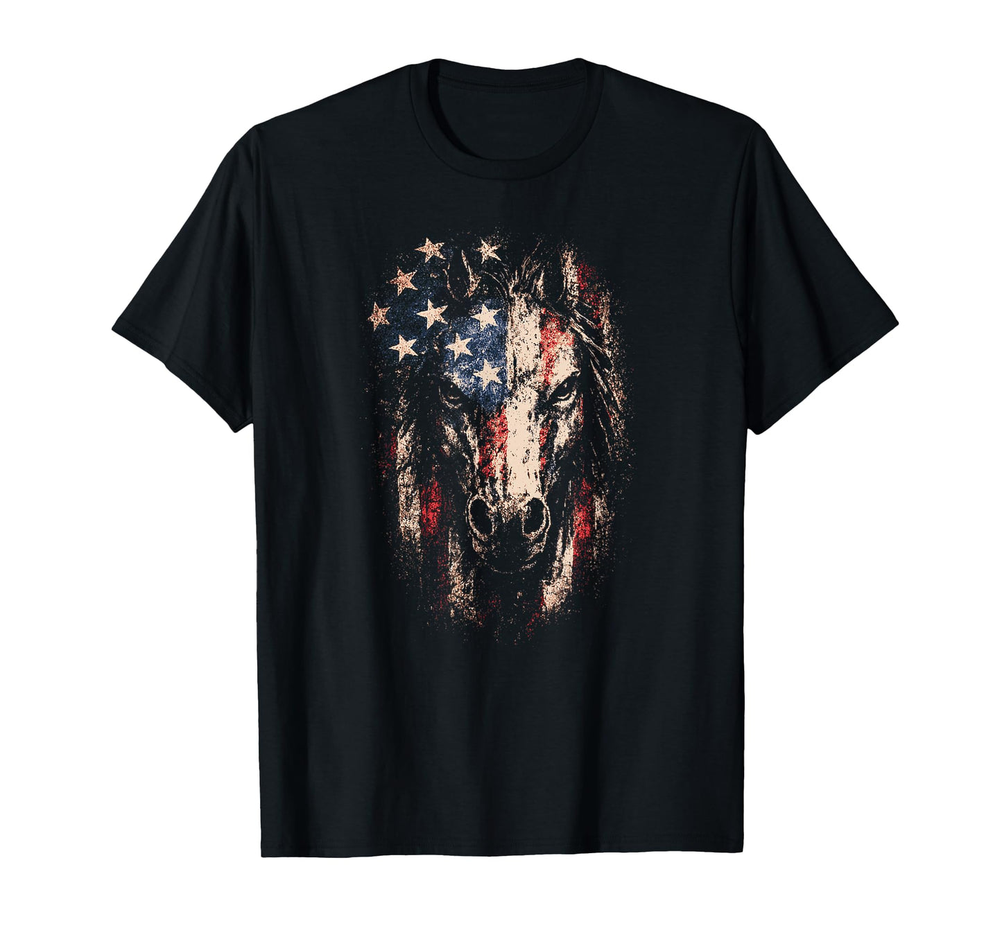 Patriotic Horse American Flag Mustang T-Shirt - Graphic Print for Adults - T-Shirt, Sweatshirt, Hoodie