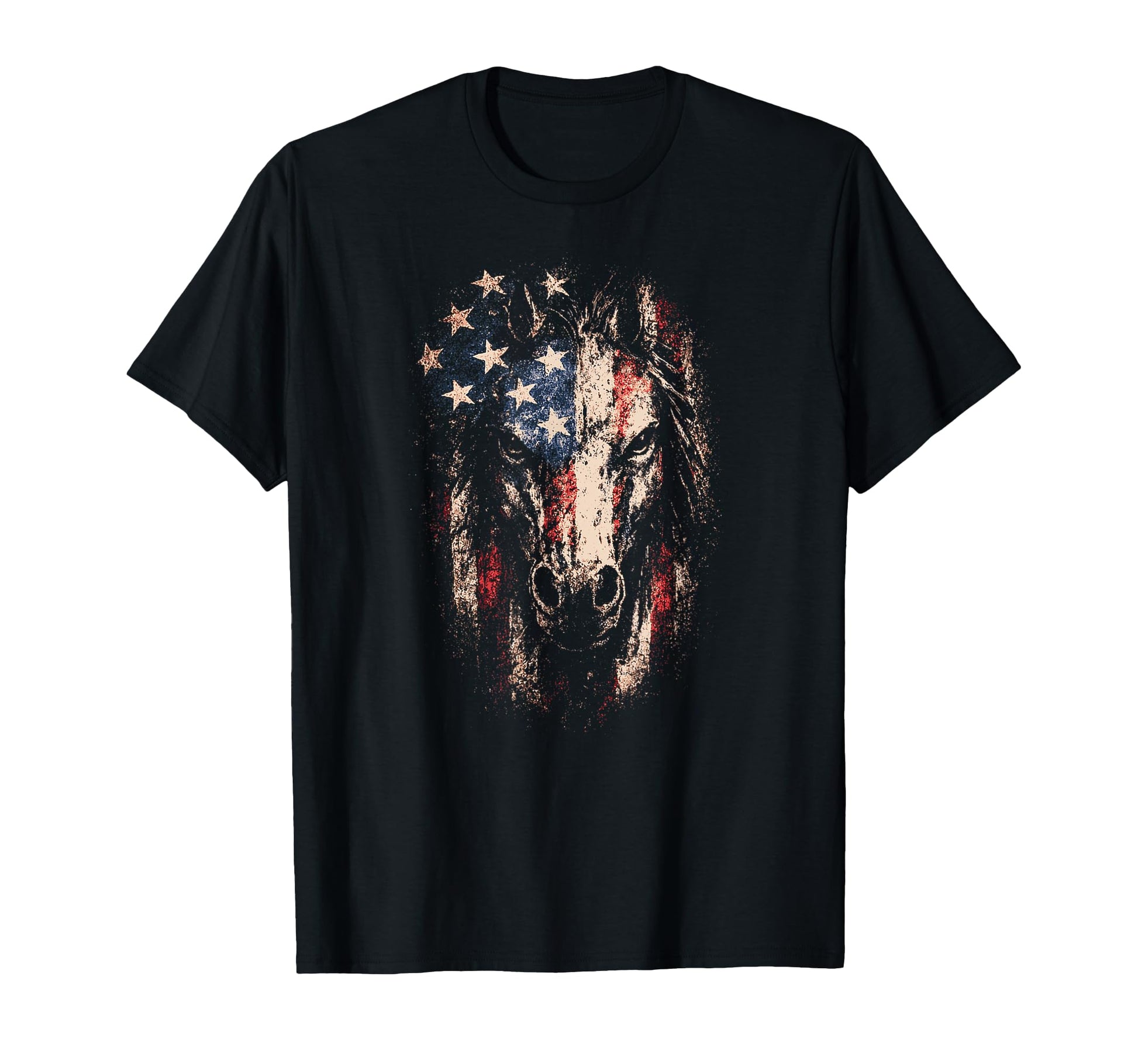 Patriotic Horse American Flag Mustang T-Shirt - Graphic Print for Adults - T-Shirt, Sweatshirt, Hoodie