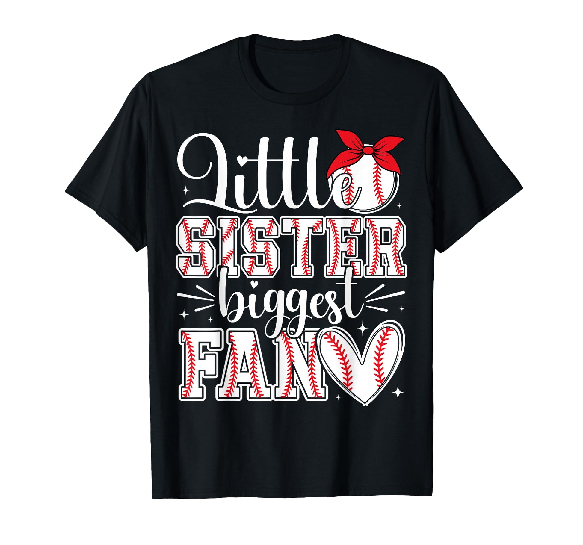 Little Sister Biggest Fan Baseball T-Shirt - Custom Art Print for Adults - T-Shirt, Sweatshirt, Hoodie