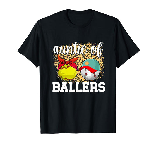 Auntie Ballers Leopard Softball T-Shirt - Streetwear Style Men Women - T-Shirt, Sweatshirt, Hoodie