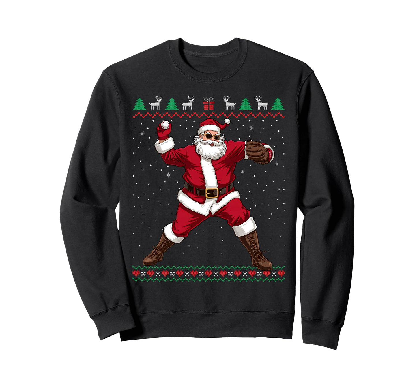 Santa Baseball Pitcher Funny Ugly Sweatshirt - Streetwear Style for Adults - T-Shirt, Sweatshirt, Hoodie