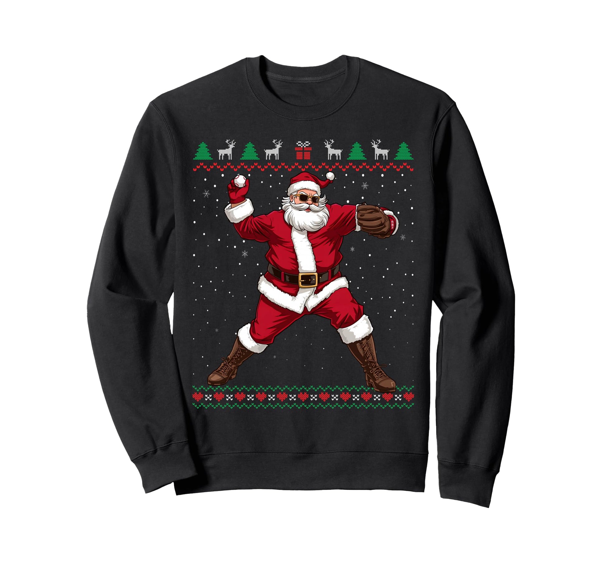 Santa Baseball Pitcher Funny Ugly Sweatshirt - Streetwear Style for Adults - T-Shirt, Sweatshirt, Hoodie