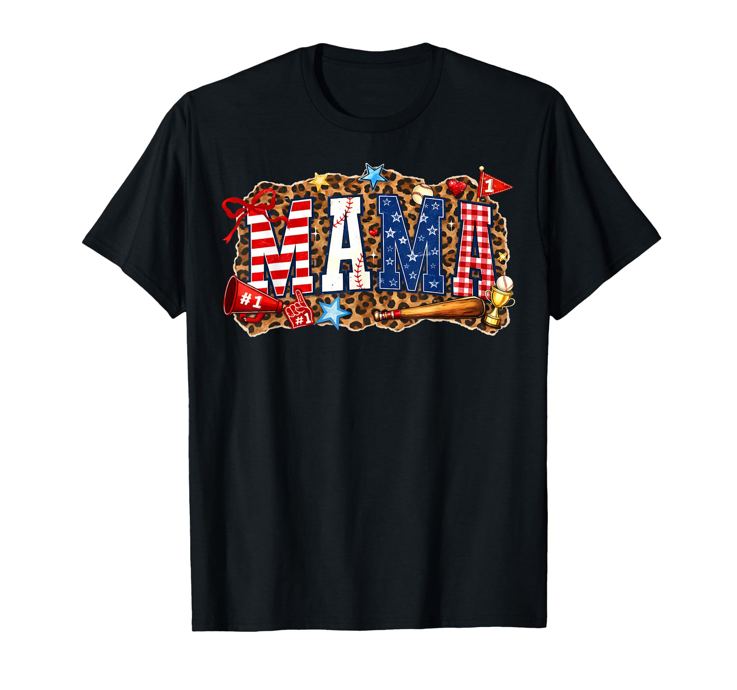 Leopard Baseball Mama Game Day T-Shirt - Unique Graphic for Adults - T-Shirt, Sweatshirt, Hoodie