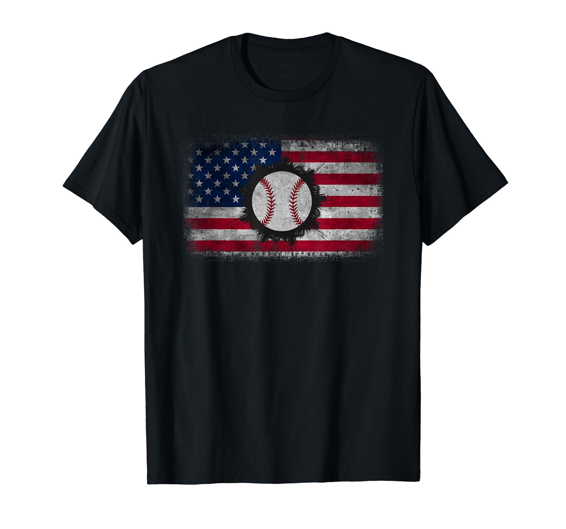 Distressed American Flag Baseball 4Th July T-Shirt - Trendy Graphic Unisex - T-Shirt, Sweatshirt, Hoodie