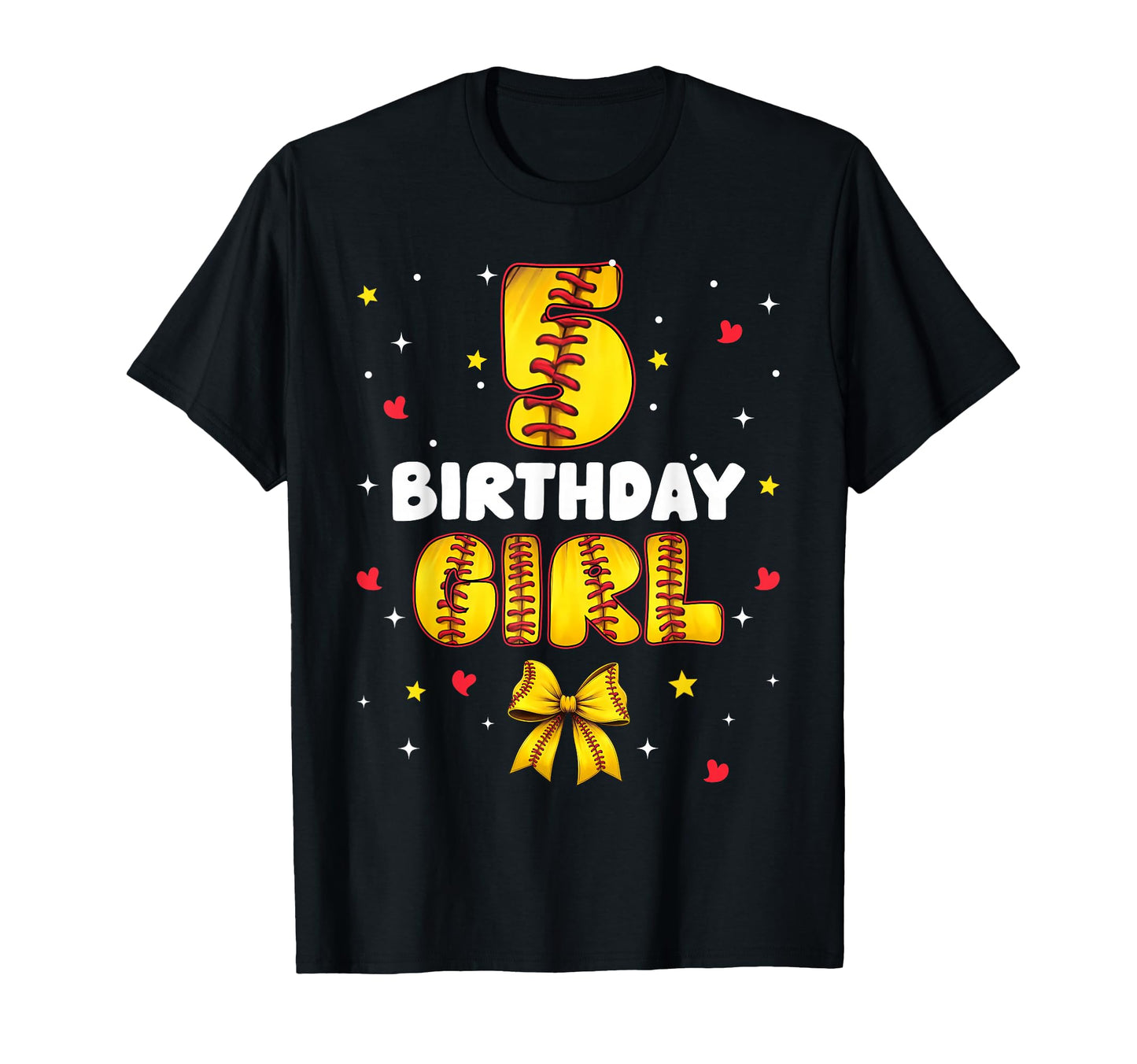 5Th Birthday Baseball Softball T-Shirt - Casual Everyday Wear Men Women - T-Shirt, Sweatshirt, Hoodie