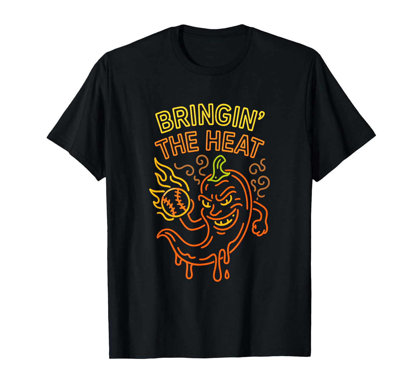Baseball Pitcher Flame Bringin Heat T-Shirt - Fun Novelty Design Men Women - T-Shirt, Sweatshirt, Hoodie