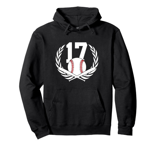 17 Years Number 17 Baseball 17Th Hoodie - Casual Everyday Wear Unisex - T-Shirt, Sweatshirt, Hoodie
