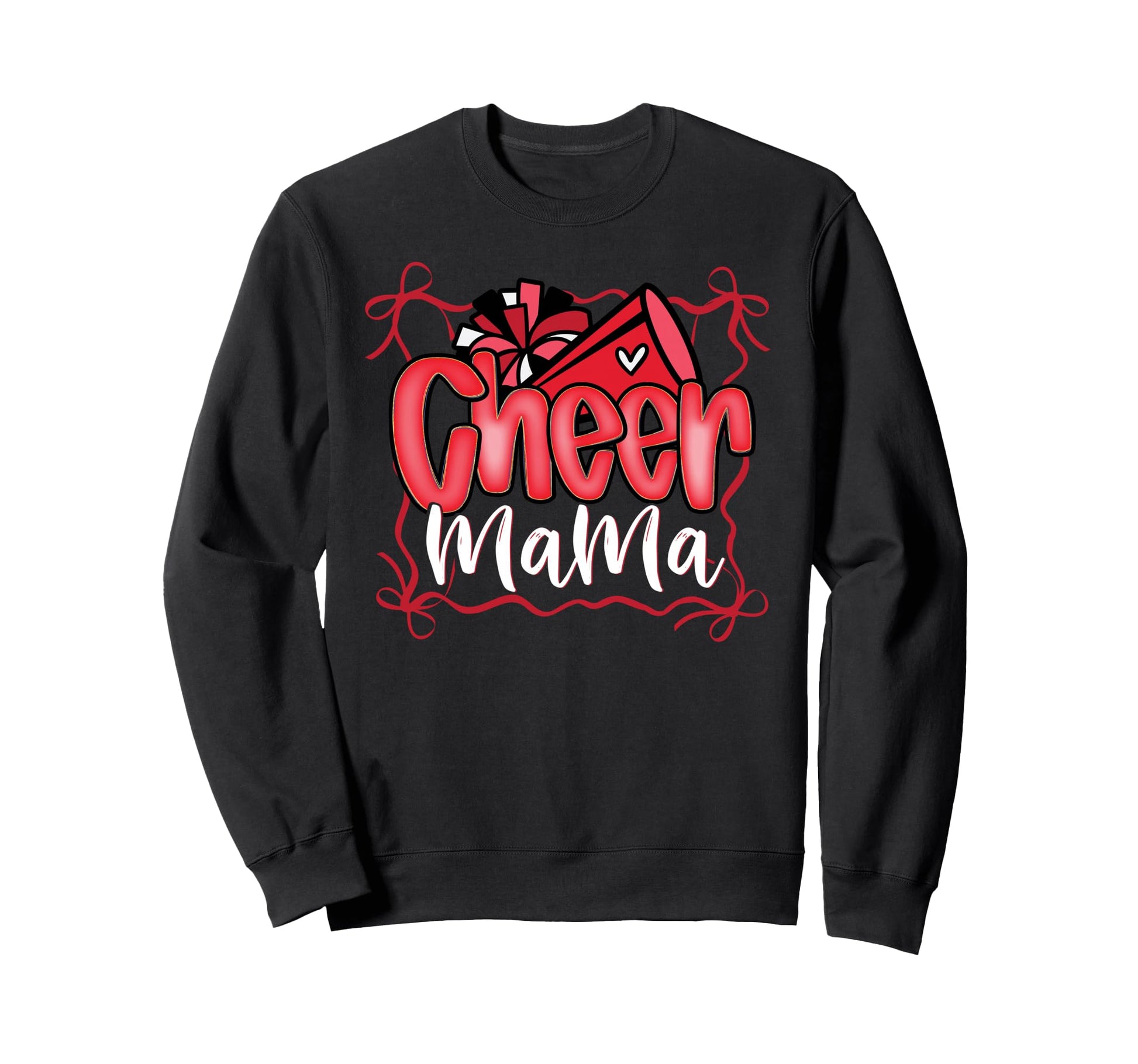 Red Black Coquette Pom Poms Bow Sweatshirt - Aesthetic Graphic Men Women - T-Shirt, Sweatshirt, Hoodie