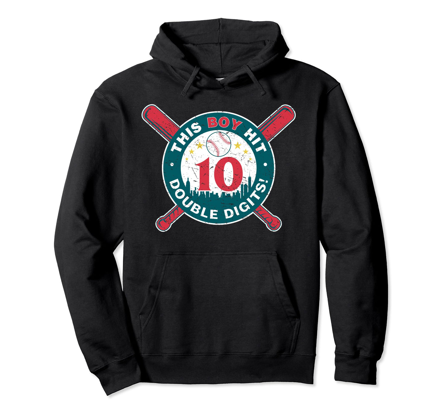 This Hit Double Digits Birthday 10 Year Hoodie - Novelty Apparel Unisex - T-Shirt, Sweatshirt, Hoodie